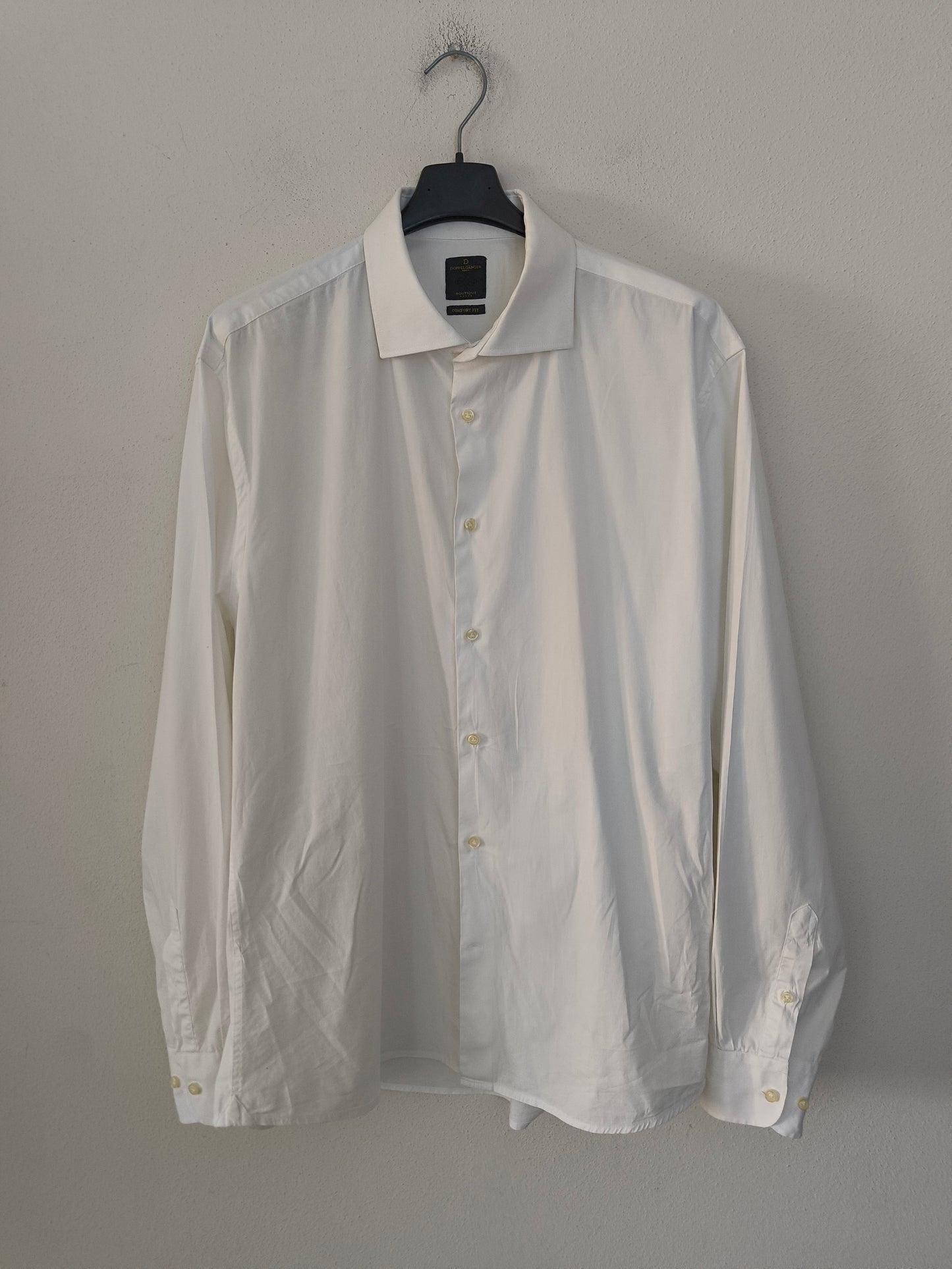 Camicia Doppelganger bianca maschile/unisex in cotone