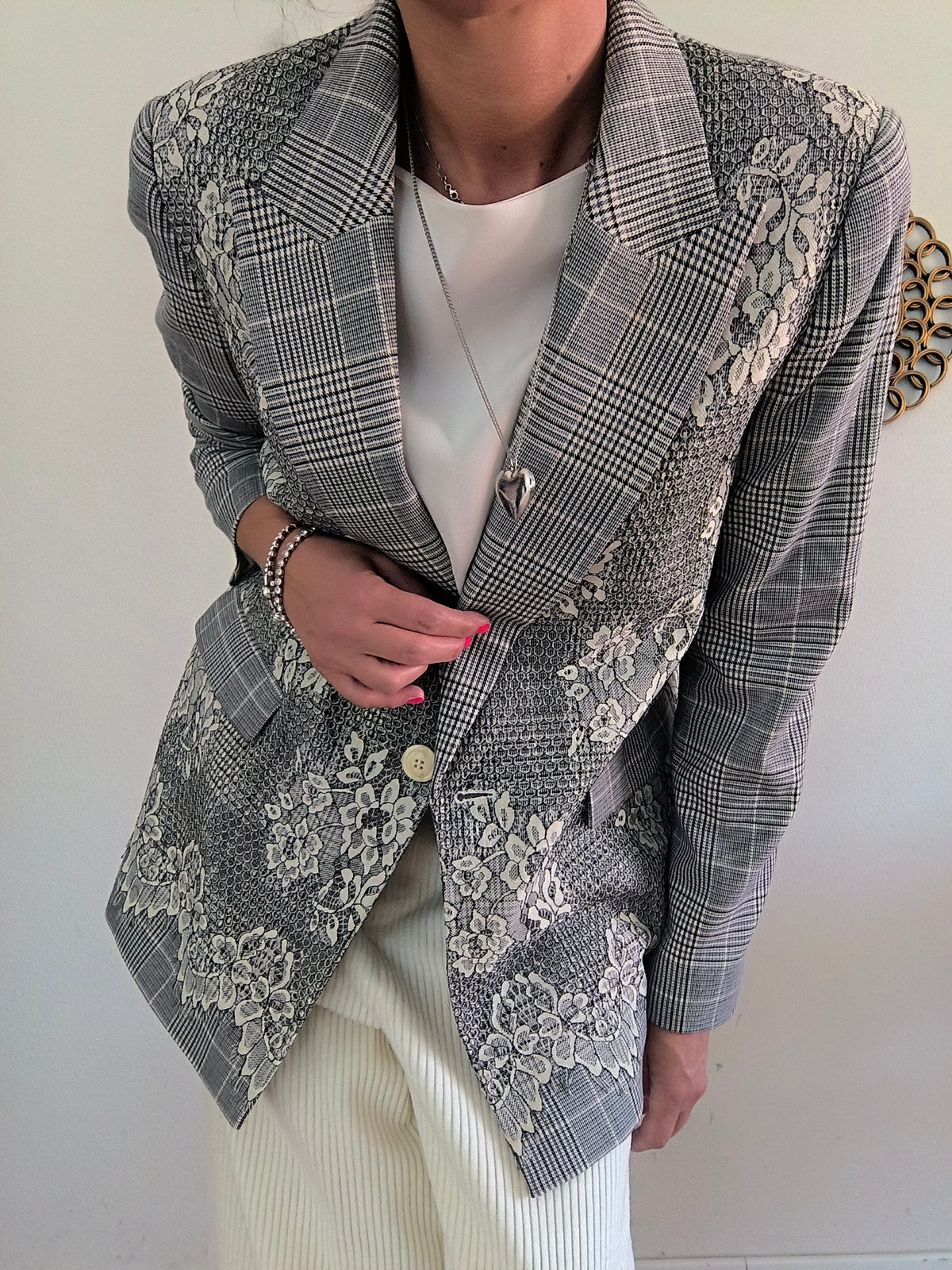Blazer Twin Set principe di Galles e pizzo