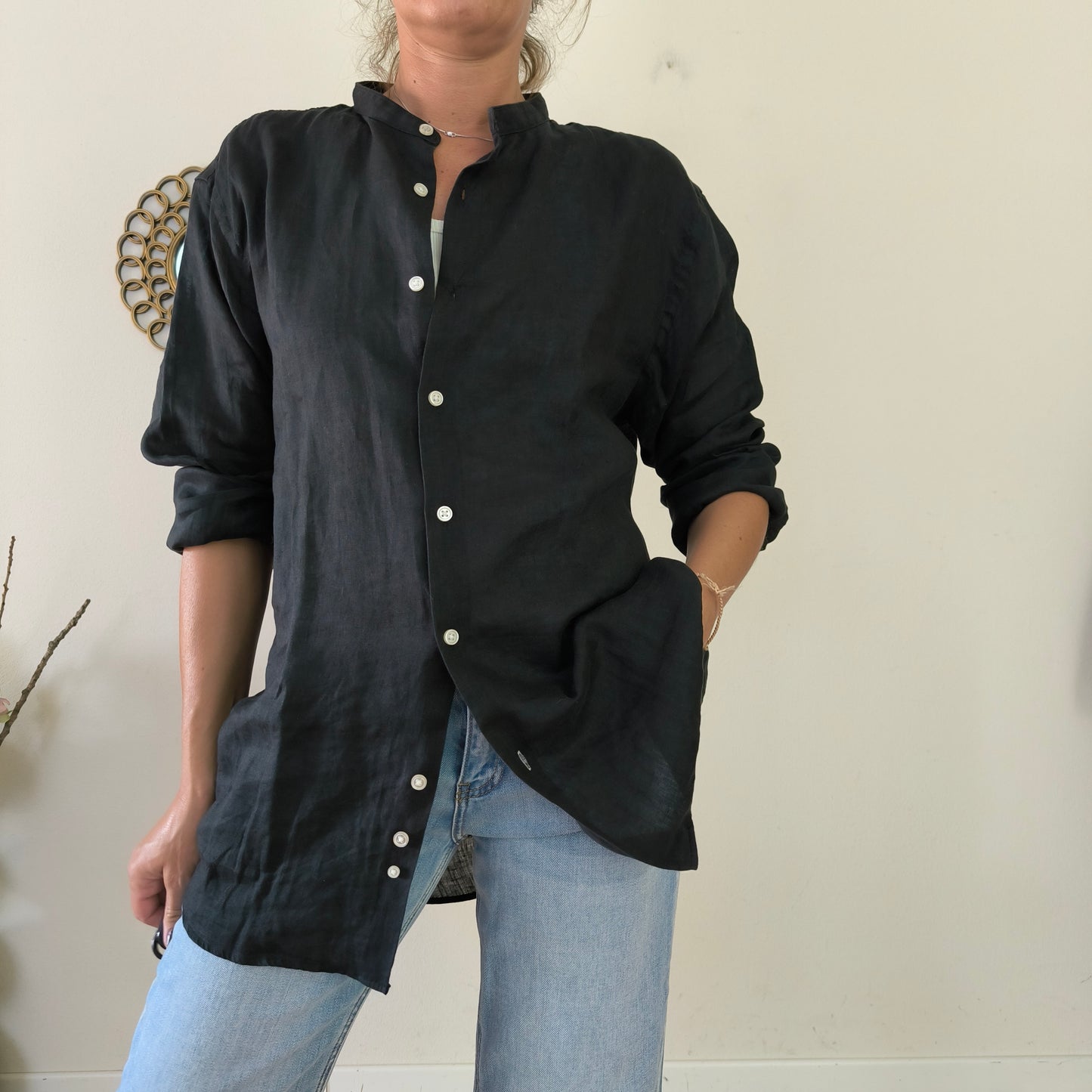 Camicia in lino Berna nero XXL