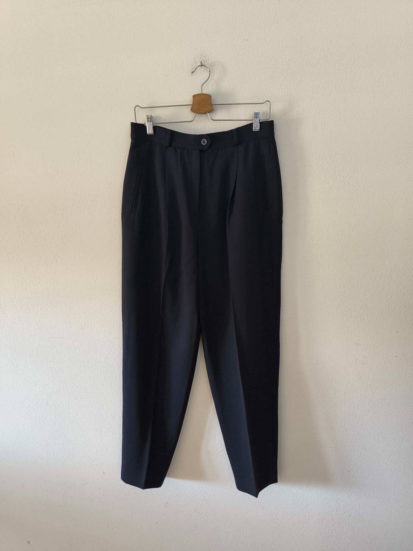 Pantalone vintage pura lana blu navy tg 48