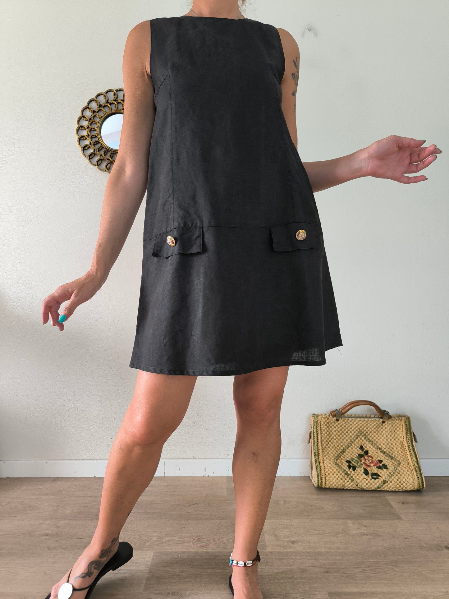 Abito vintage Egoiste in lino e cotone