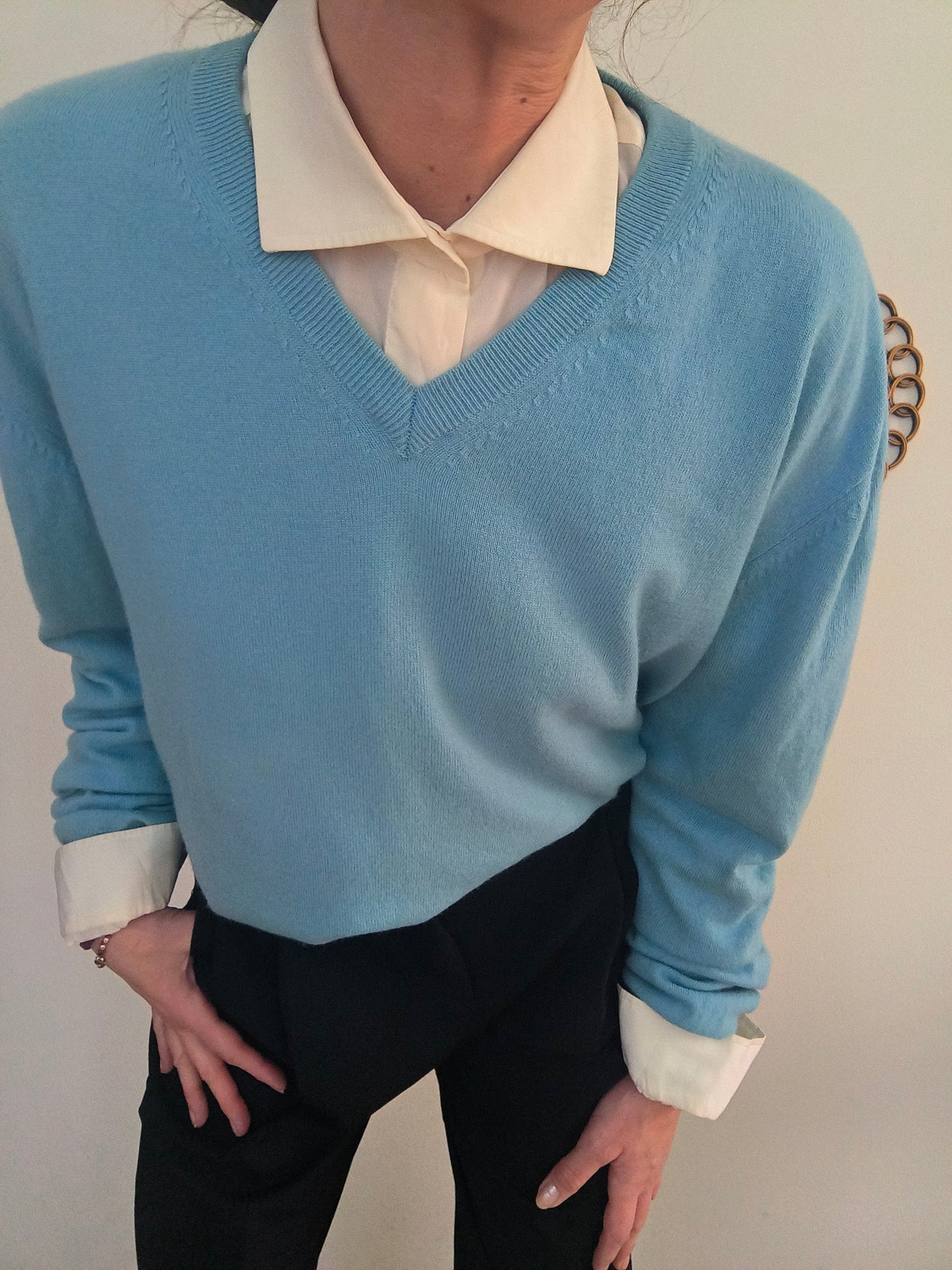 Maglione cashmere celeste tg 56