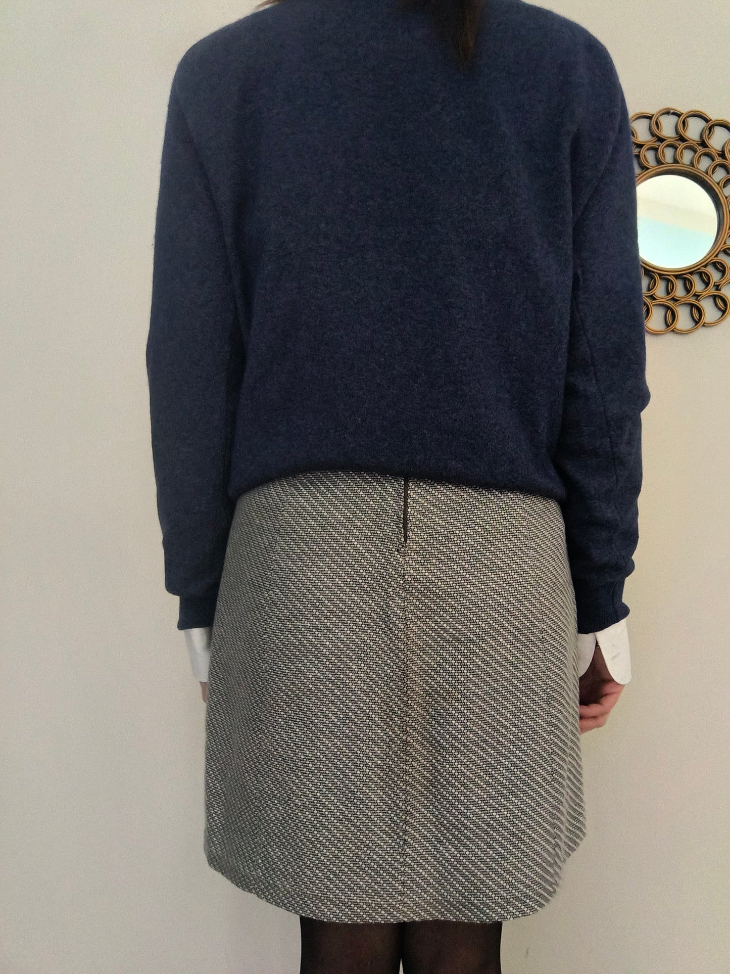 Maglione V neck blu lana e cashmere