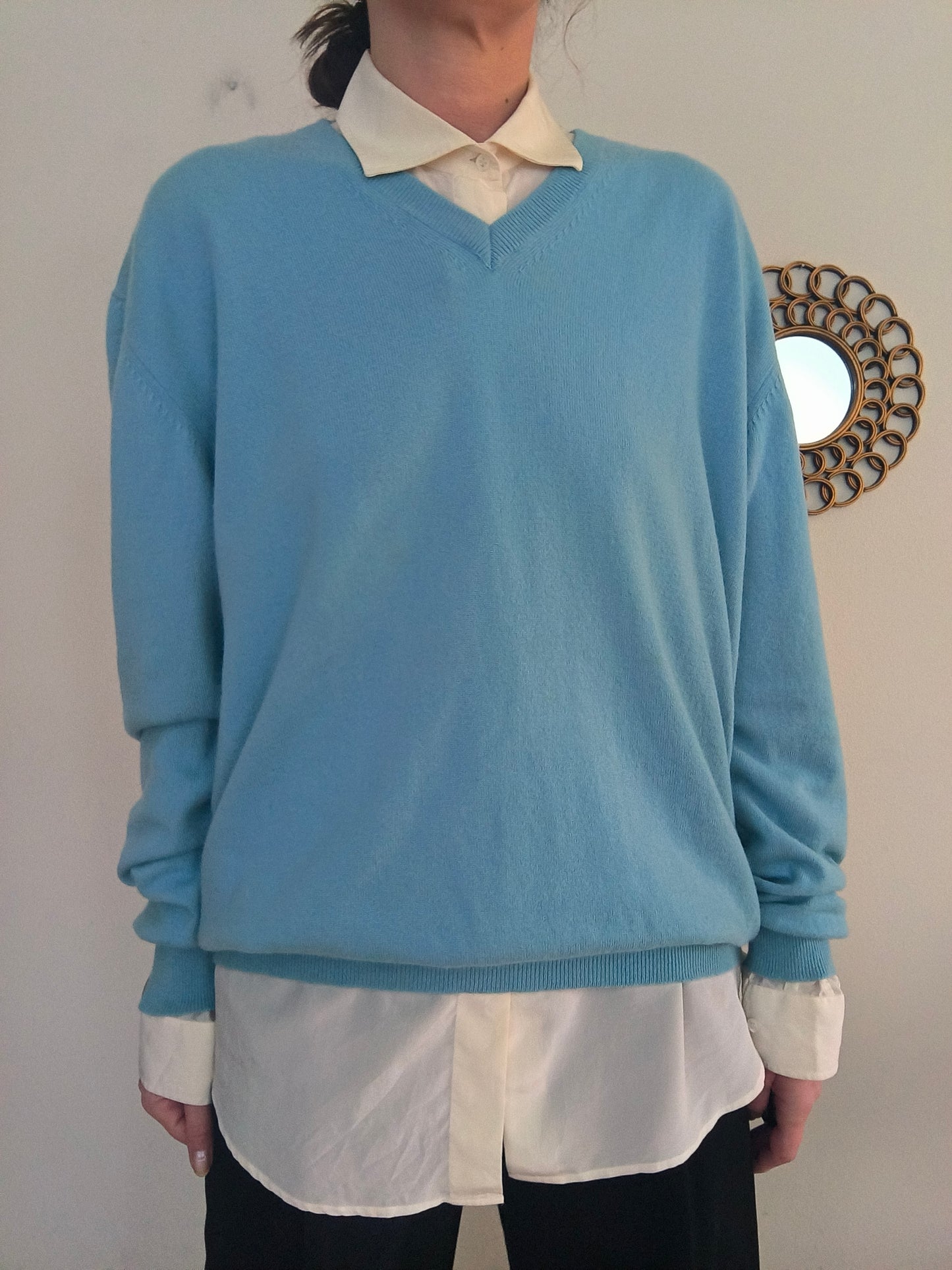 Maglione cashmere celeste tg 56