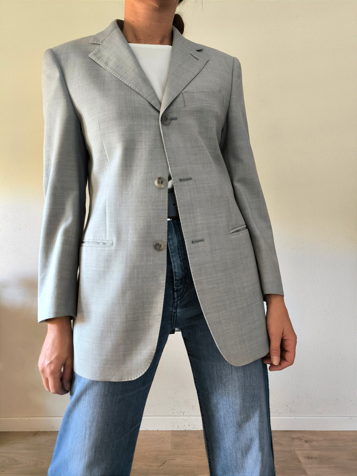 Blazer vintage pura lana grigio tg 44