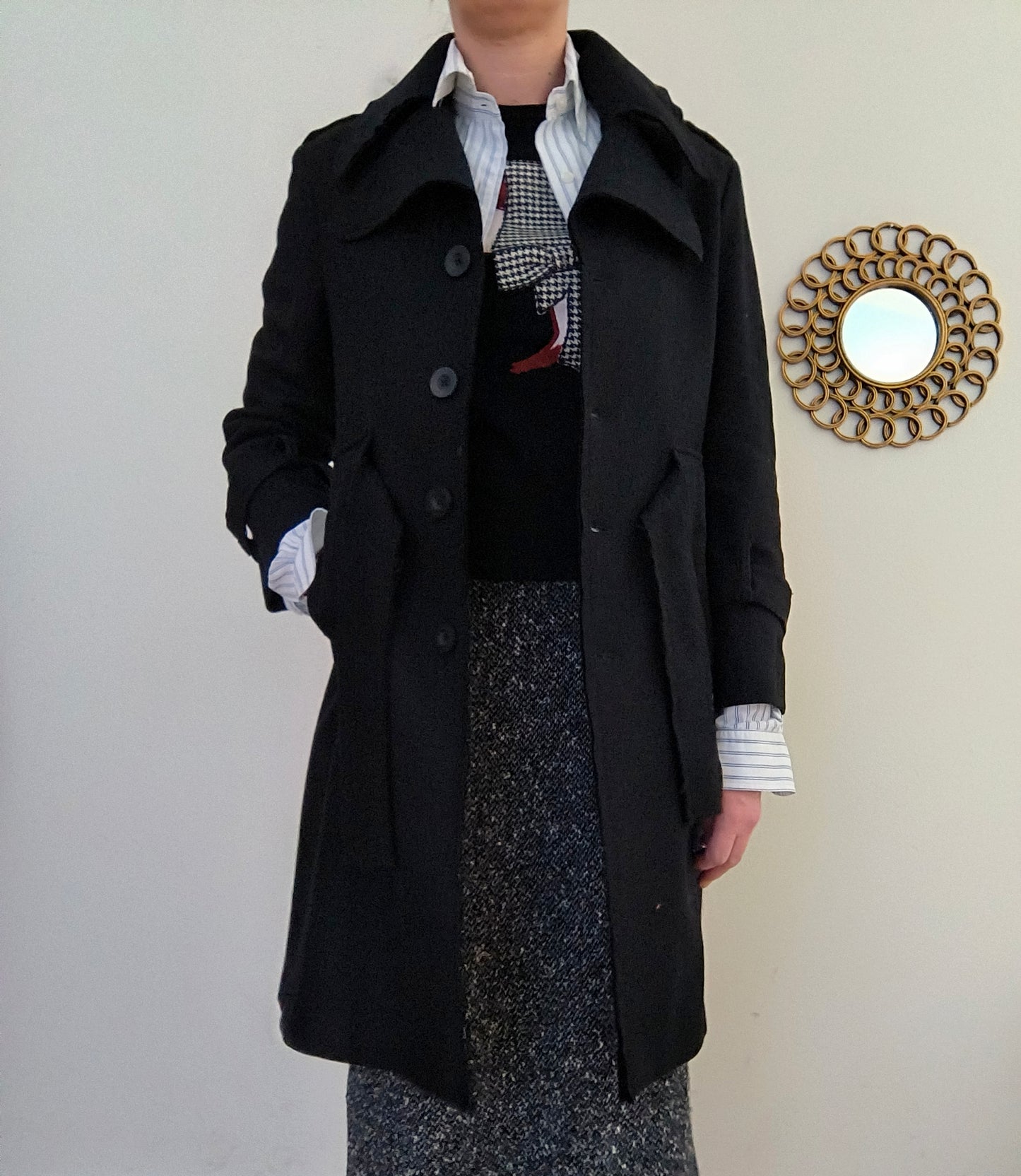 Cappotto caban nero lana e cashmere