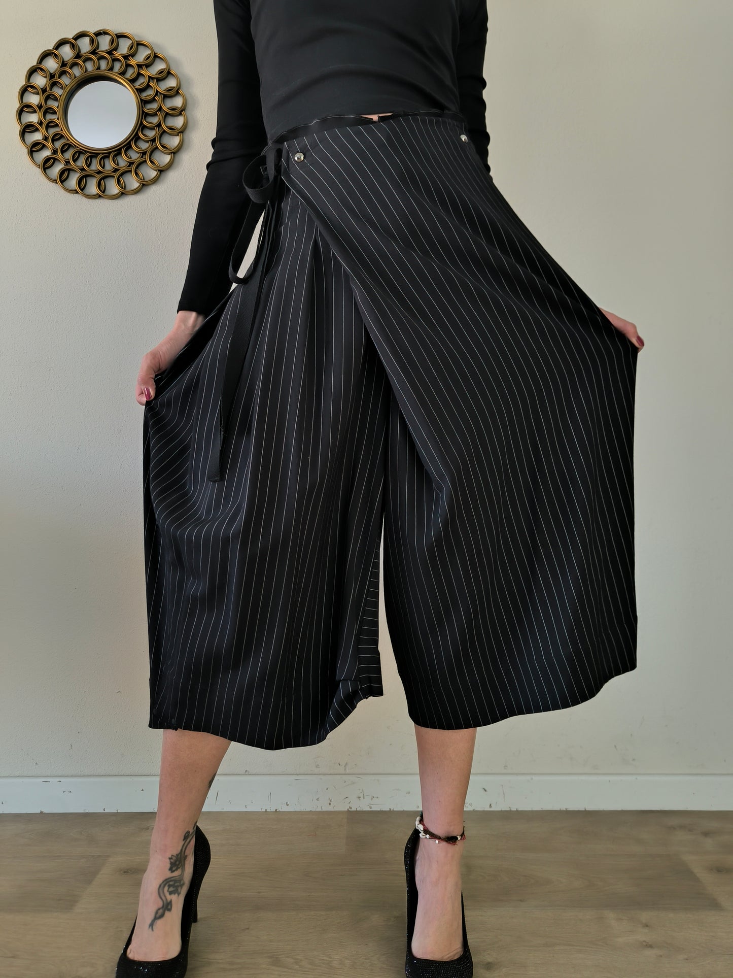 Gonna pantalone gessata High-Everywaycouture.com