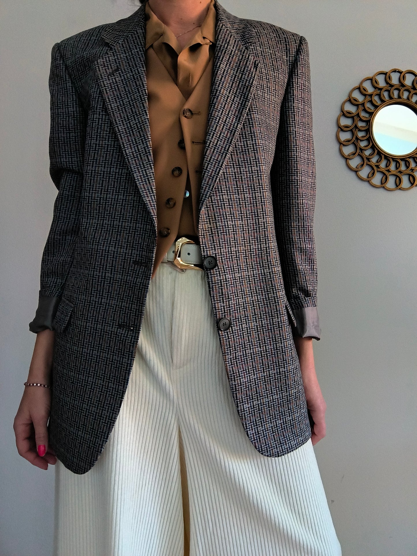 Blazer Lebole fantasia tetris su base grigia
