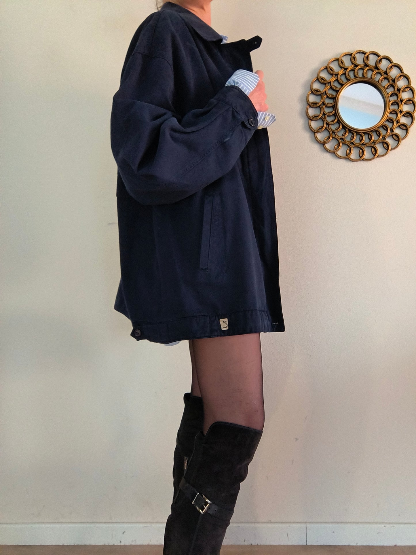 Giacca vintage in cotone blu notte