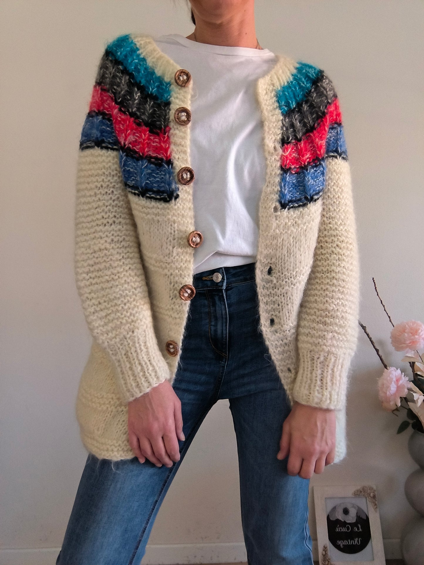 Cardigan norvegese in lana fatto a mano