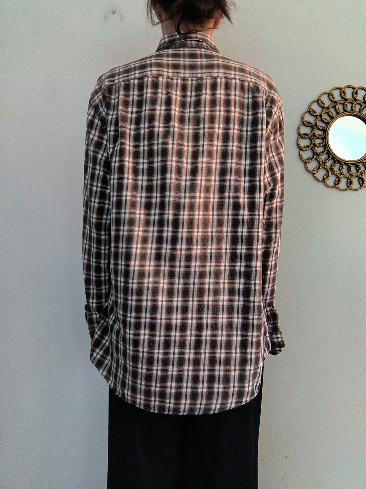 Camicia a scacchi marrone vintage XXL