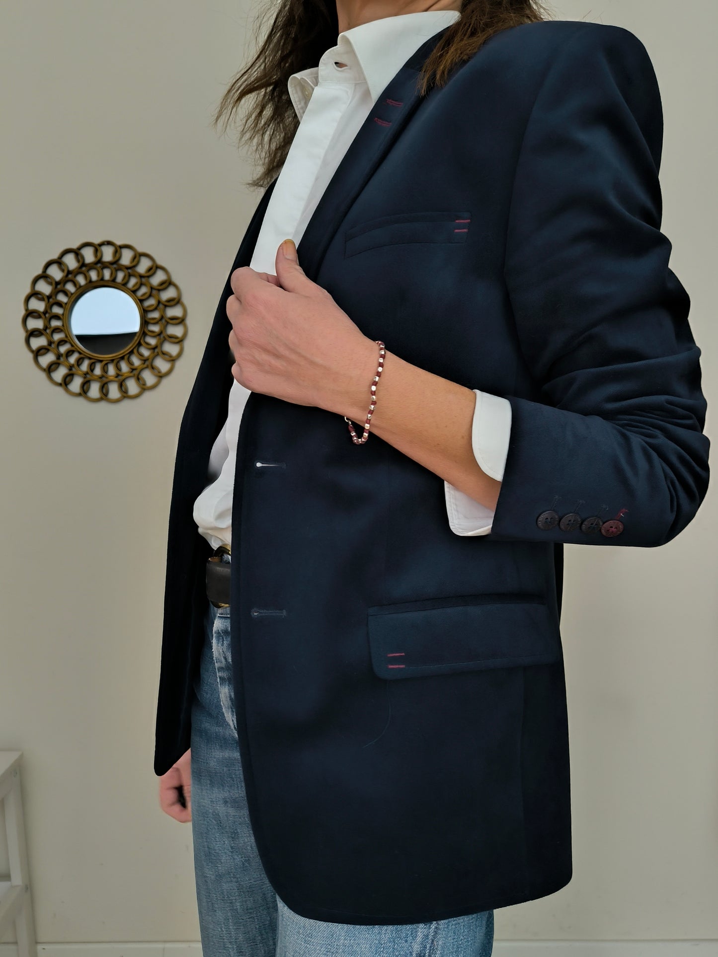 Blazer in velluto blu tg L