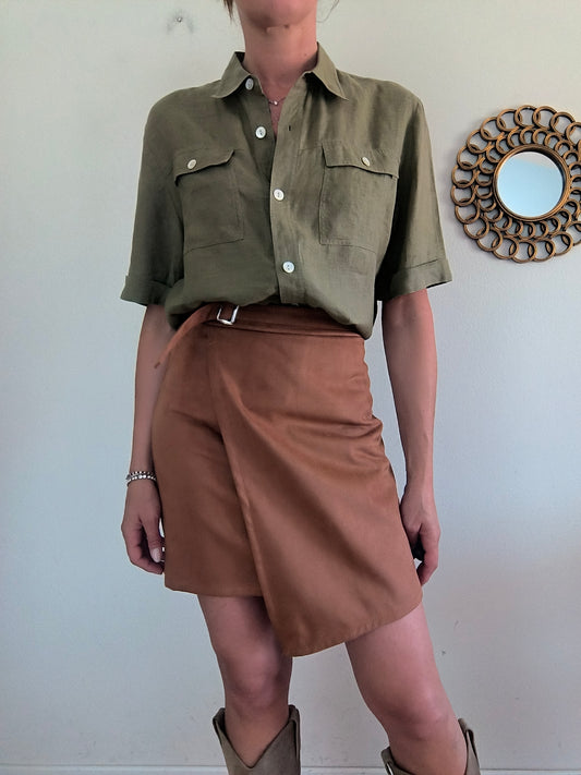Camicia lino kaki Cherie