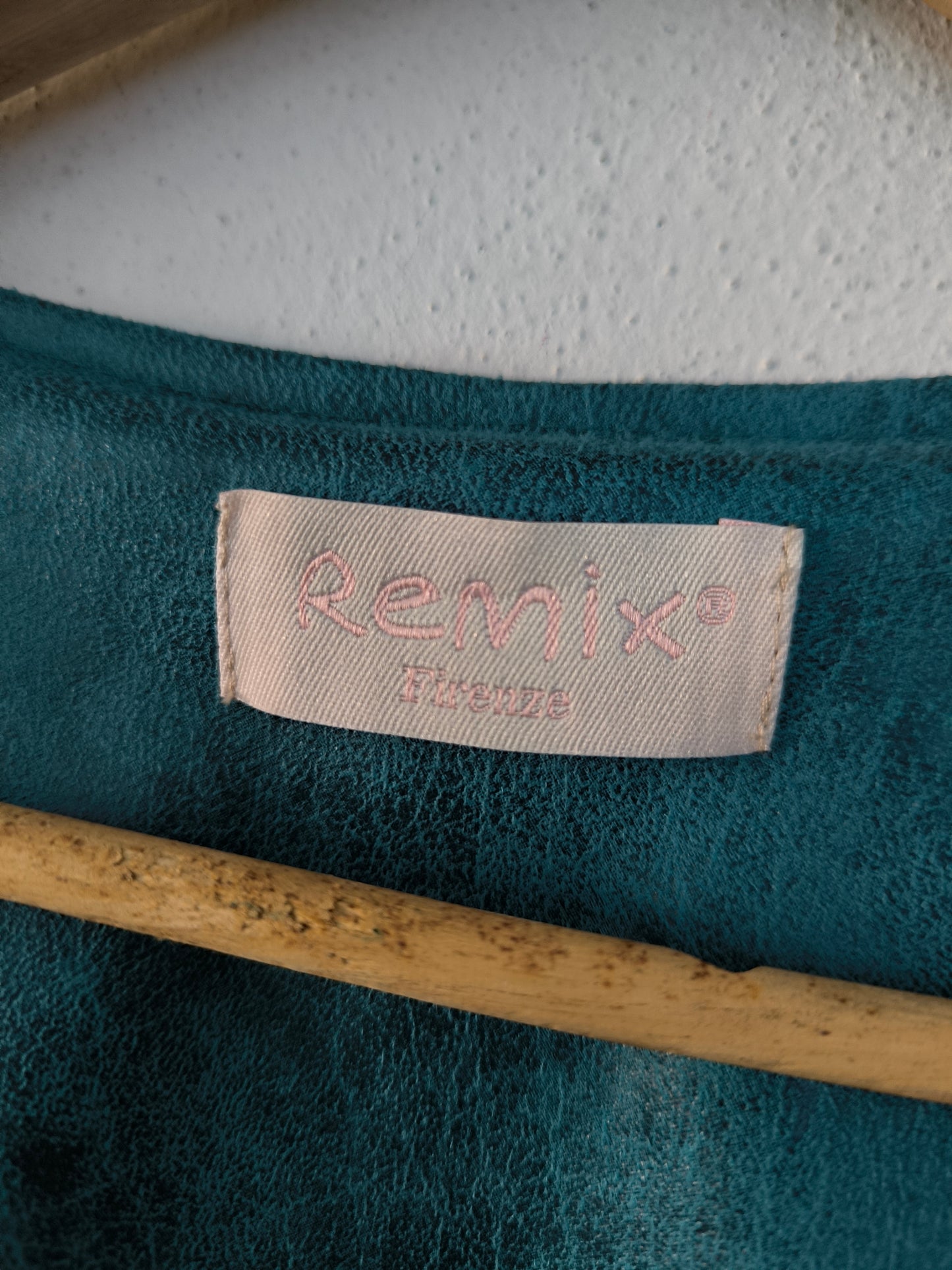 Gilet ecopelle ottanio sfrangiato