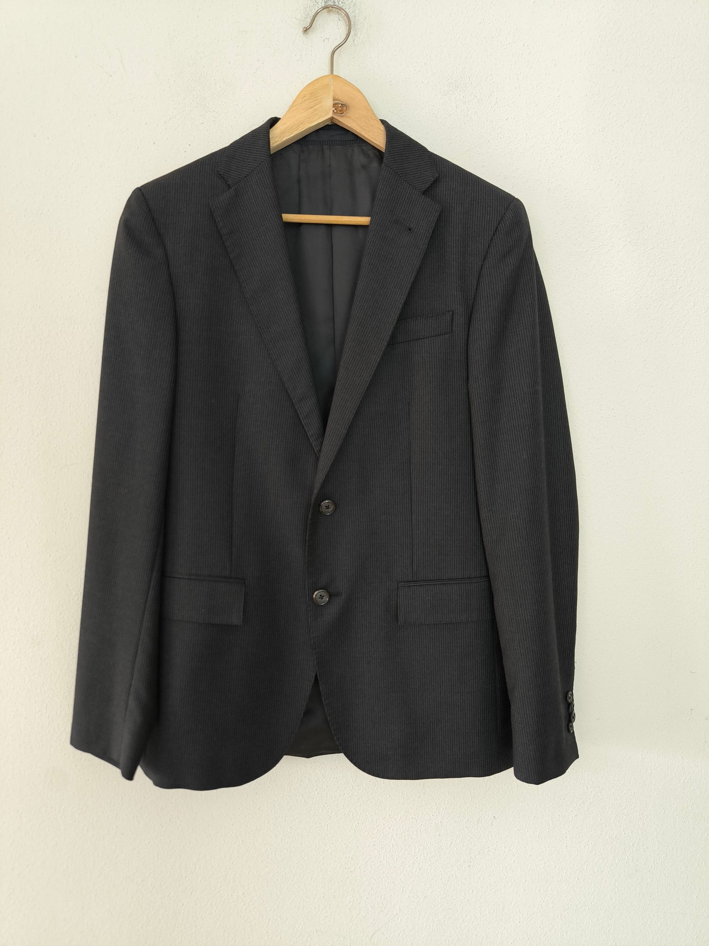Blazer Abital Super 100's merino nero gessatino