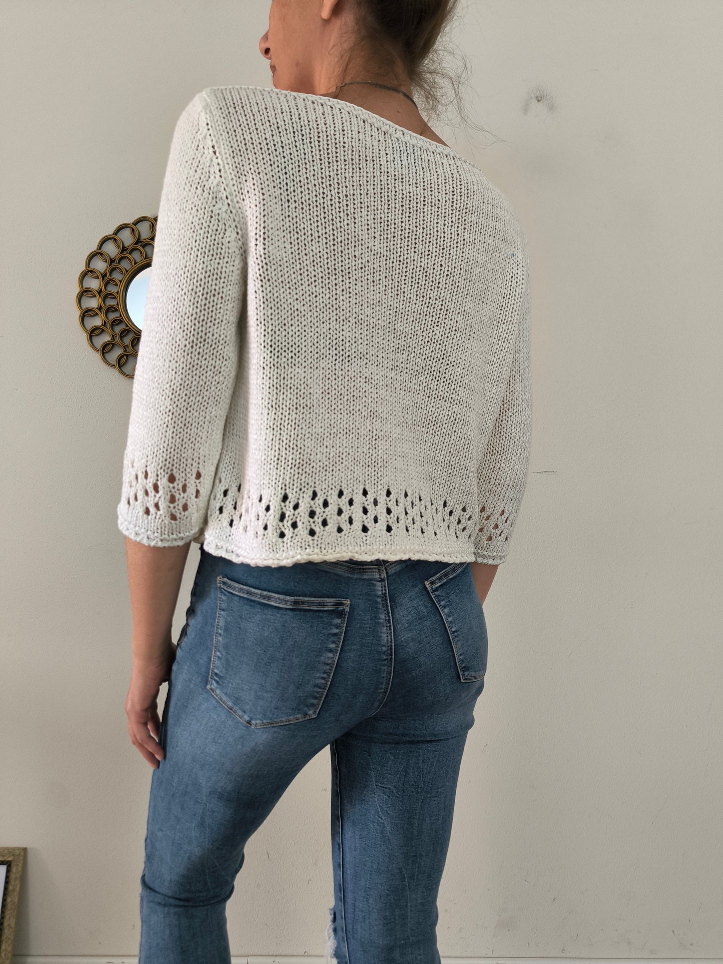 Maglioncino in cotone bianco tg M/L