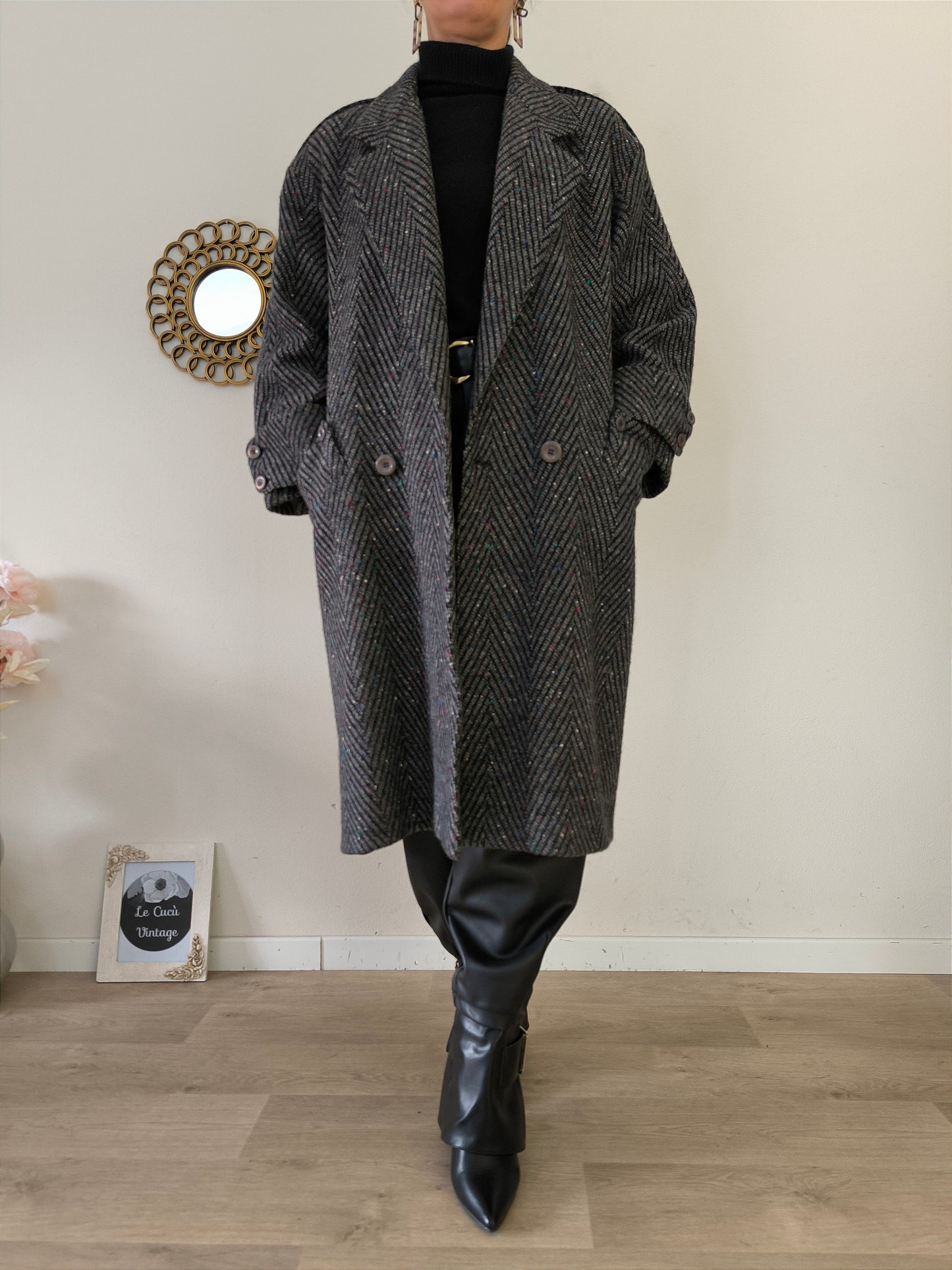 Cappotto Taddei in tweed spinato tg unica