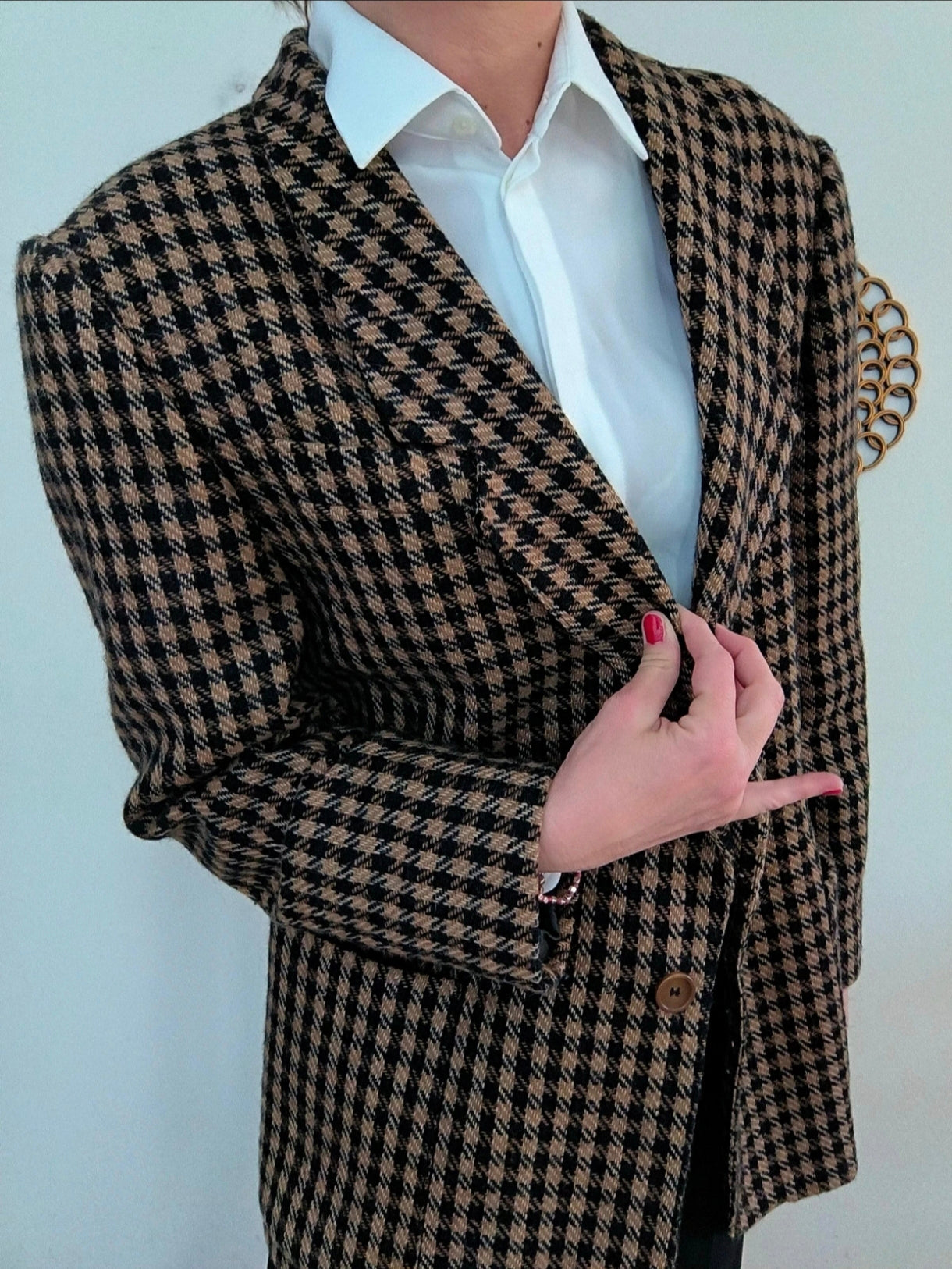 Blazer vintage marrone/nero quadretti