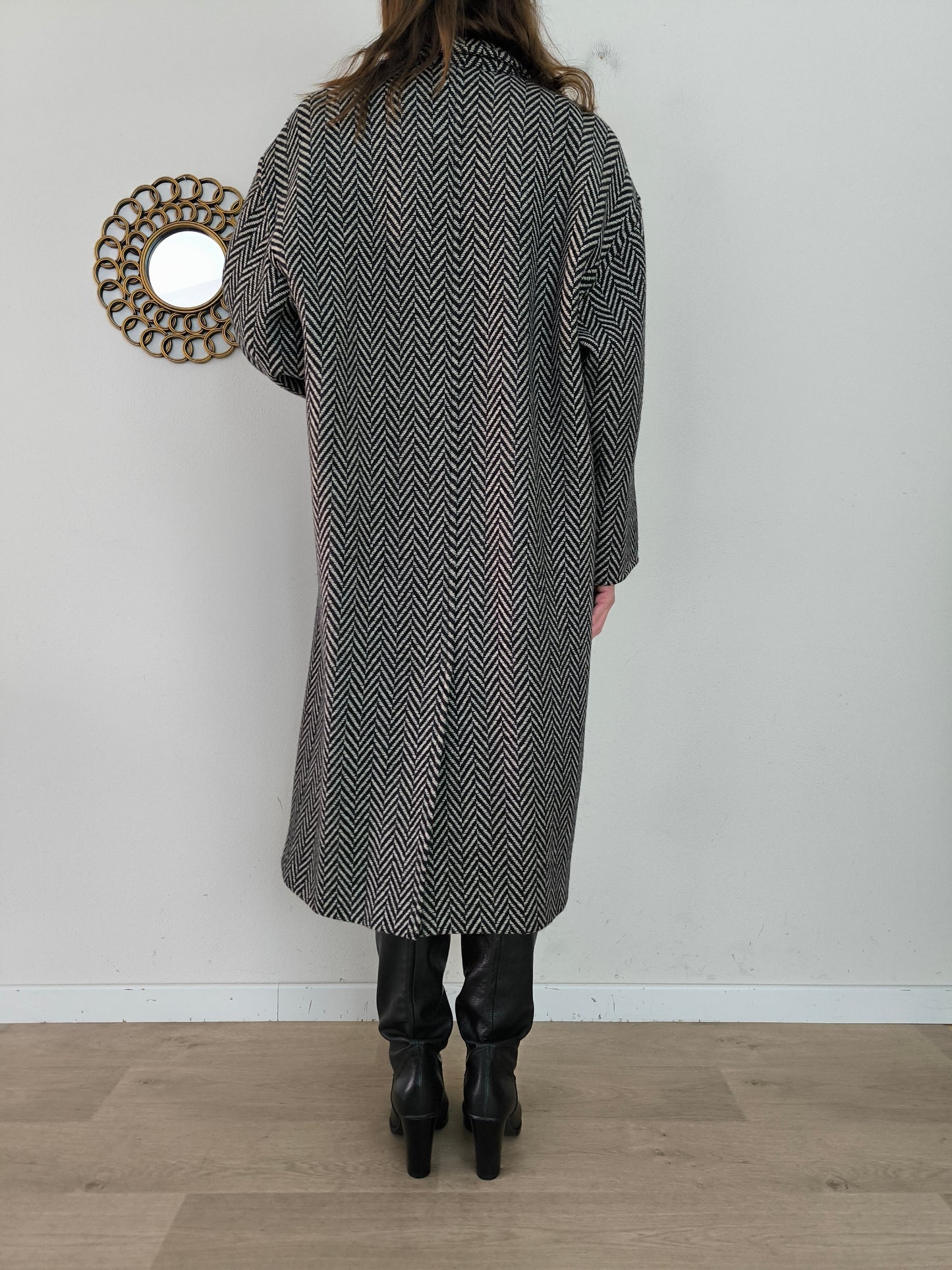 Cappotto Marella spinato b/w in pura lana vergine