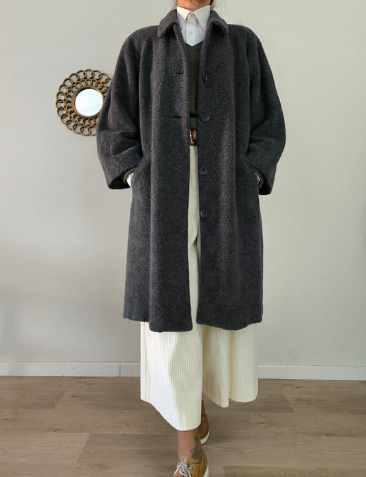 Cappotto vintage grigio in alpaca