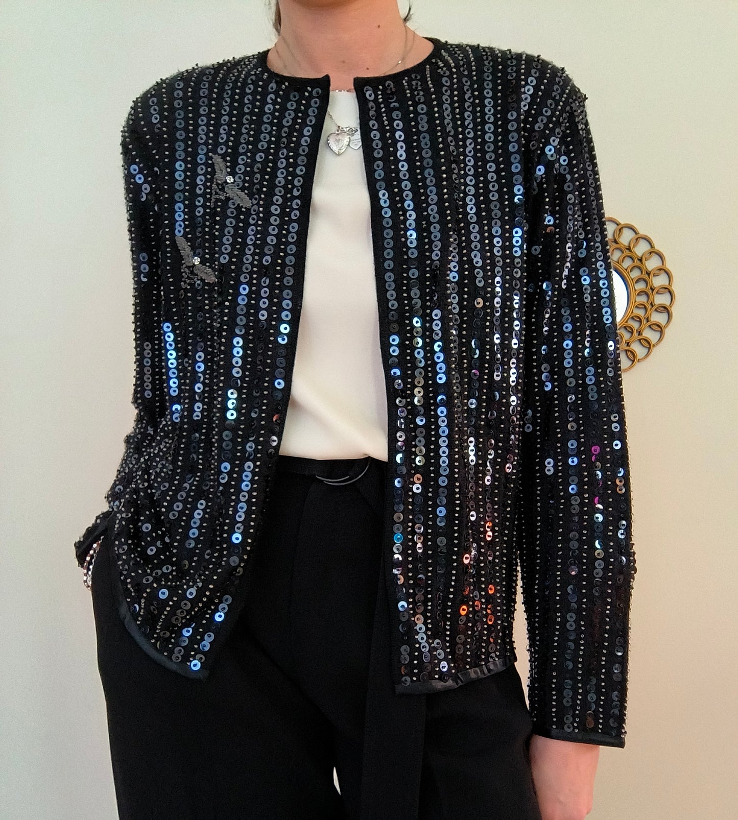 Cardigan vintage nero con paillettes Il Forziere di Rita Venezia