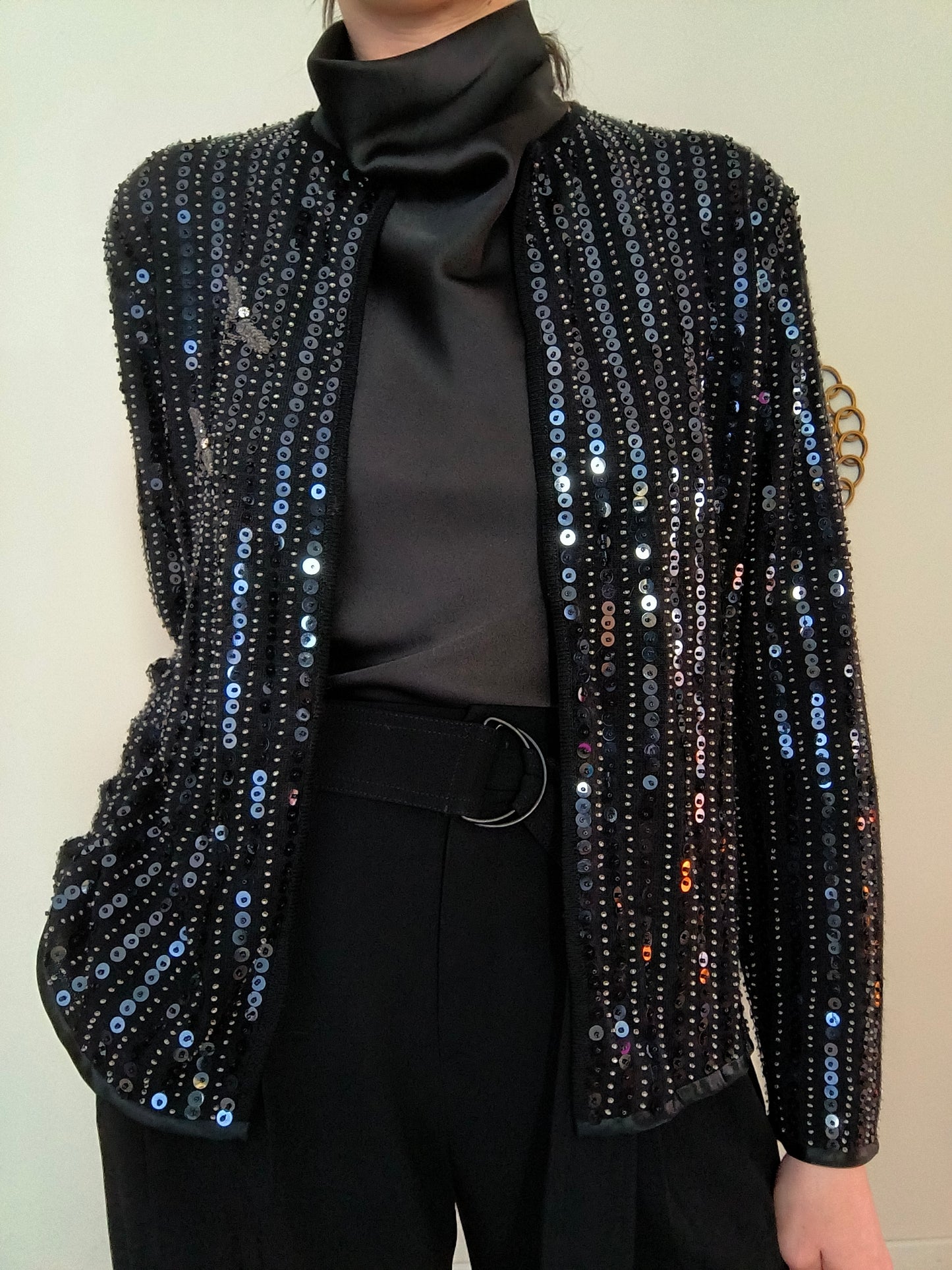 Cardigan vintage nero con paillettes Il Forziere di Rita Venezia
