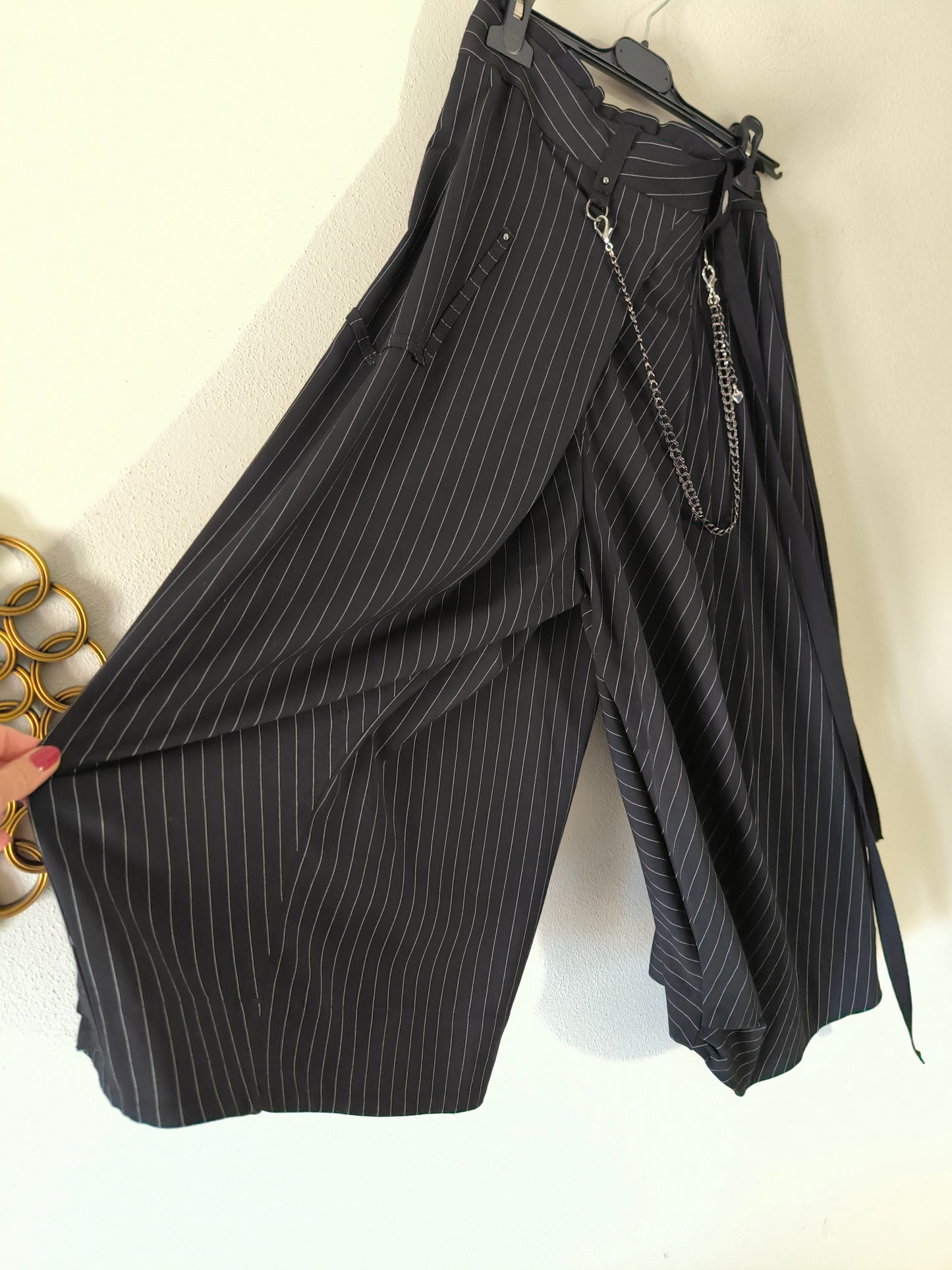 Gonna pantalone gessata High-Everywaycouture.com
