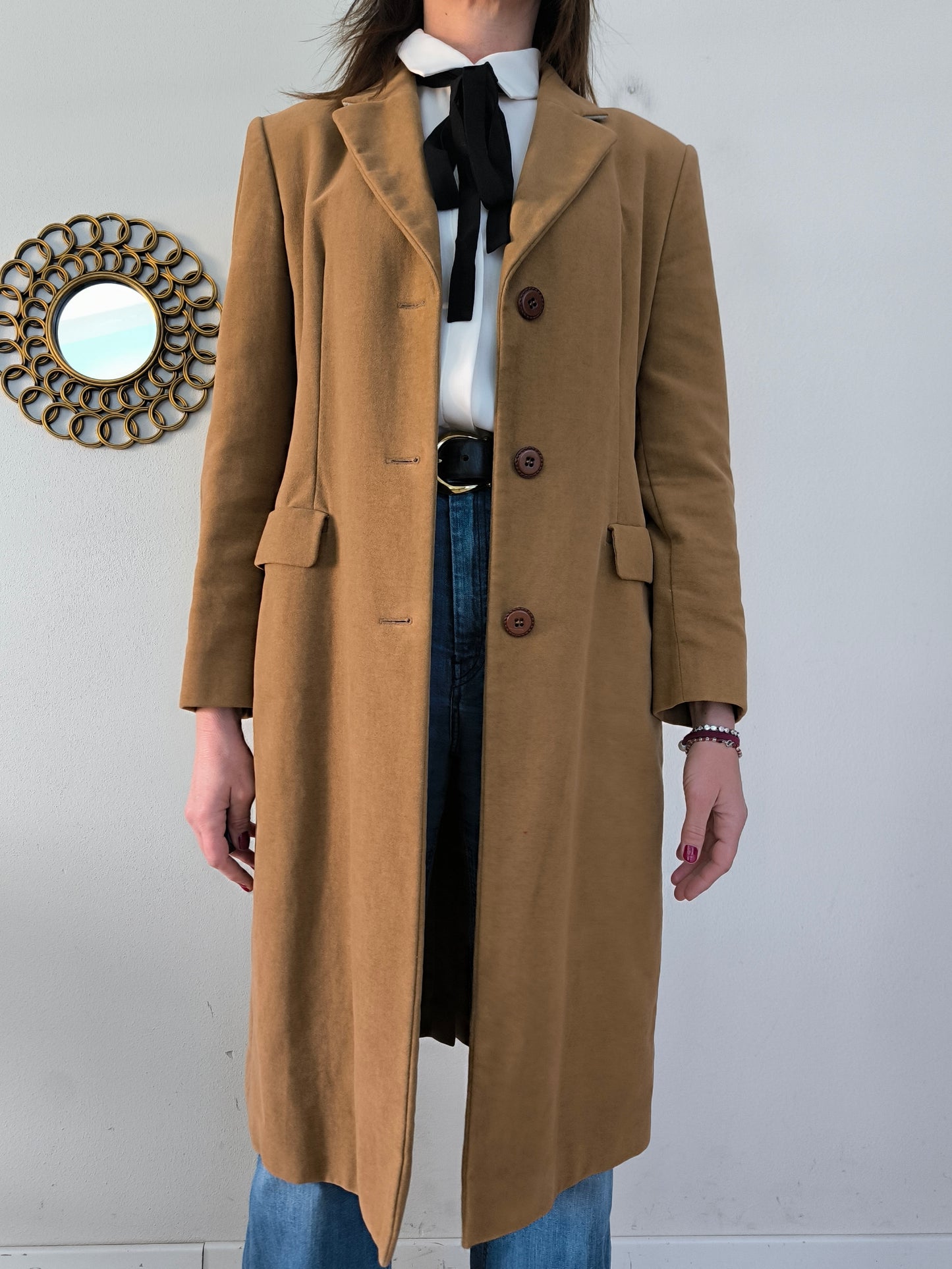 Blazer lungo IBlues in velluto cammello