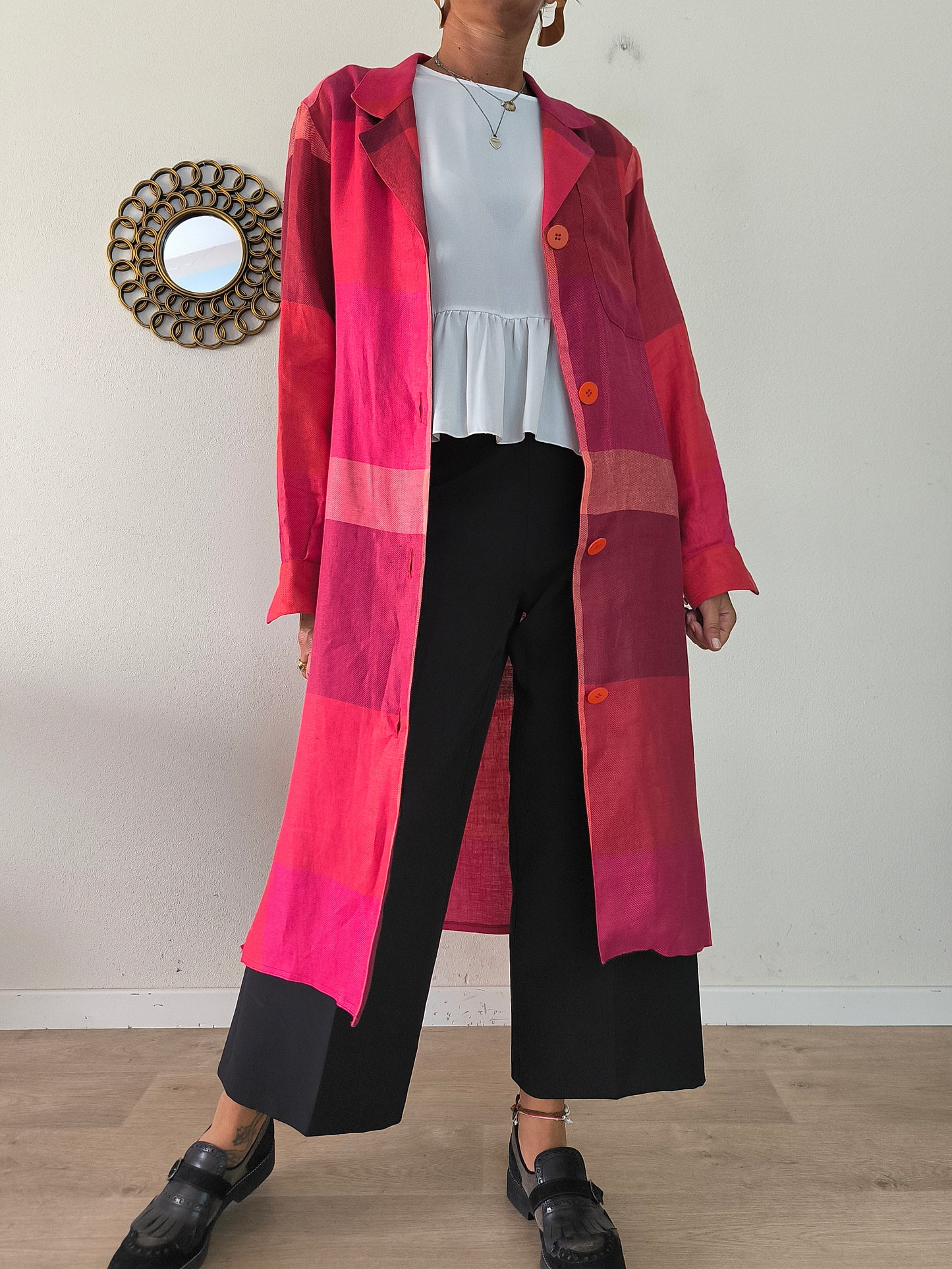 Spolverino/chemisier Gilmar in lino magenta