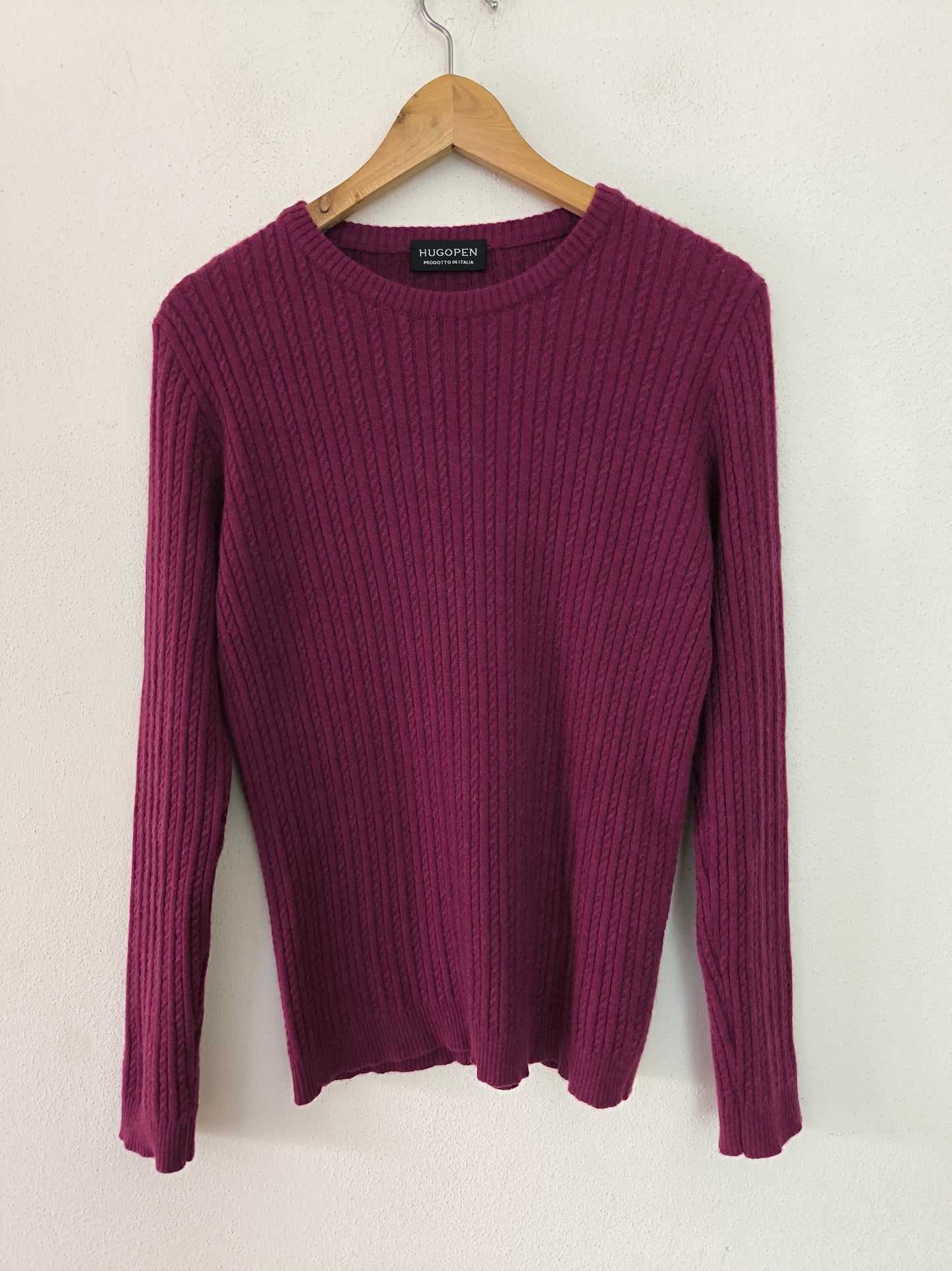 Maglione prugna Hugopen in puro cashmere tg M/L