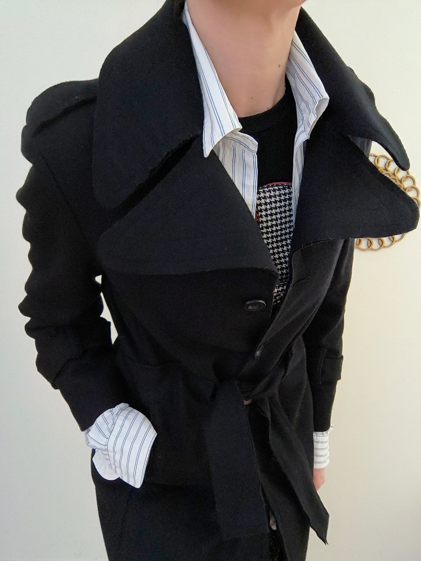 Cappotto caban nero lana e cashmere