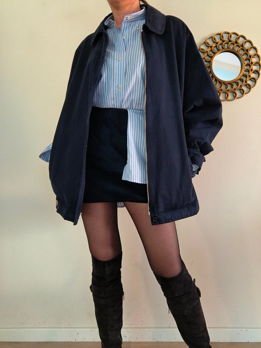 Giacca vintage in cotone blu notte