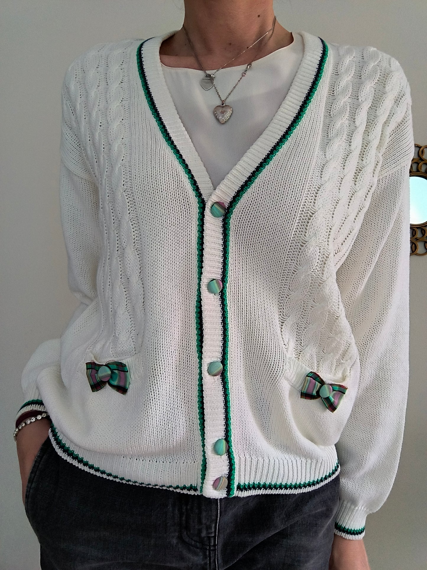 Cardigan cotone bianco
