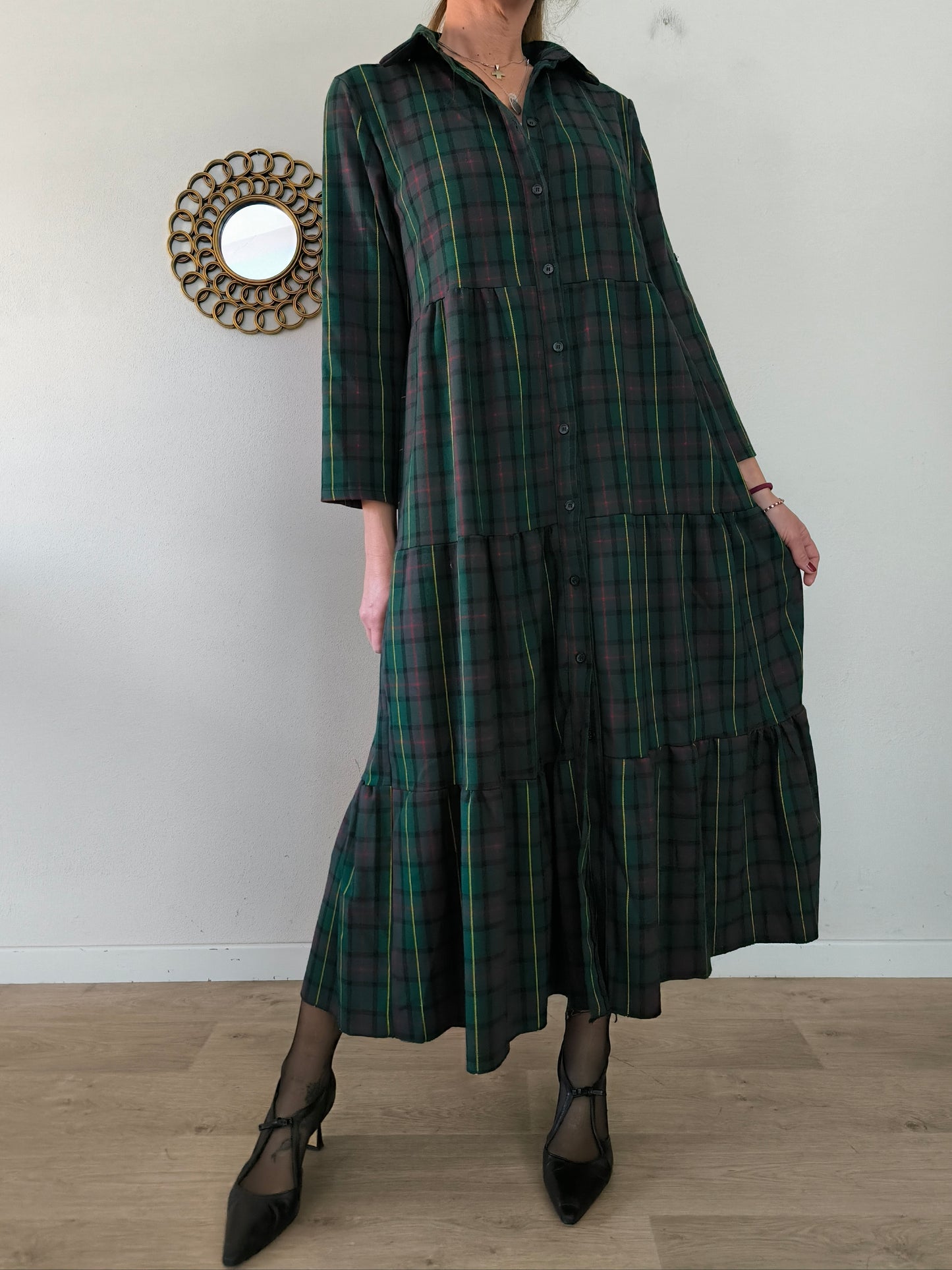 Abito chemisier in tartan tg U