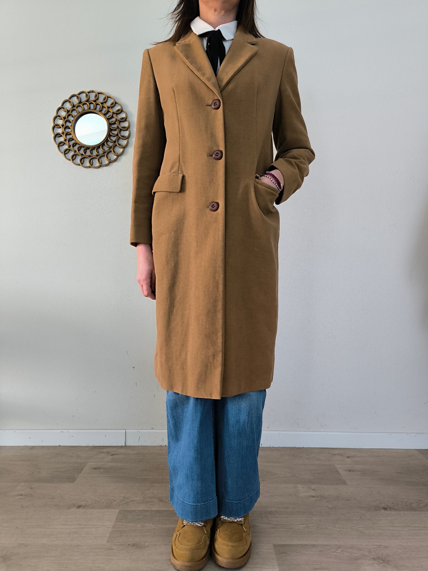 Blazer lungo IBlues in velluto cammello