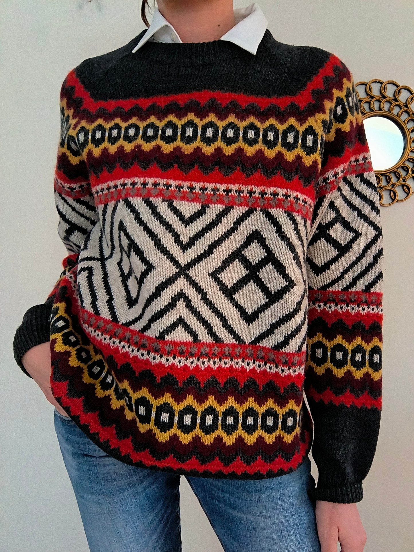Maglione in lana Motor Oil unisex colorato