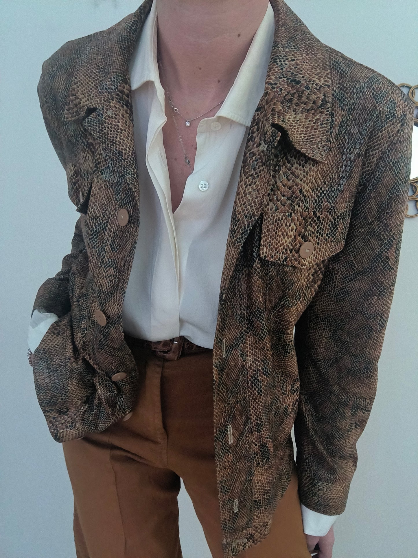 Giacca camicia in suede fantasia pitonata