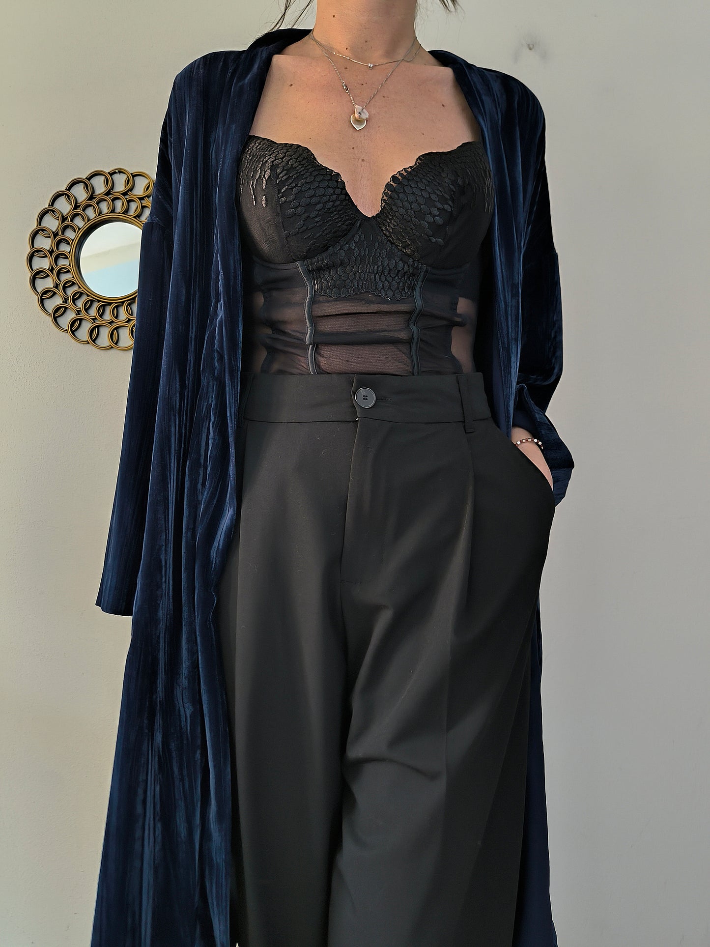 Vestaglia kimono in velluto blu Max &co
