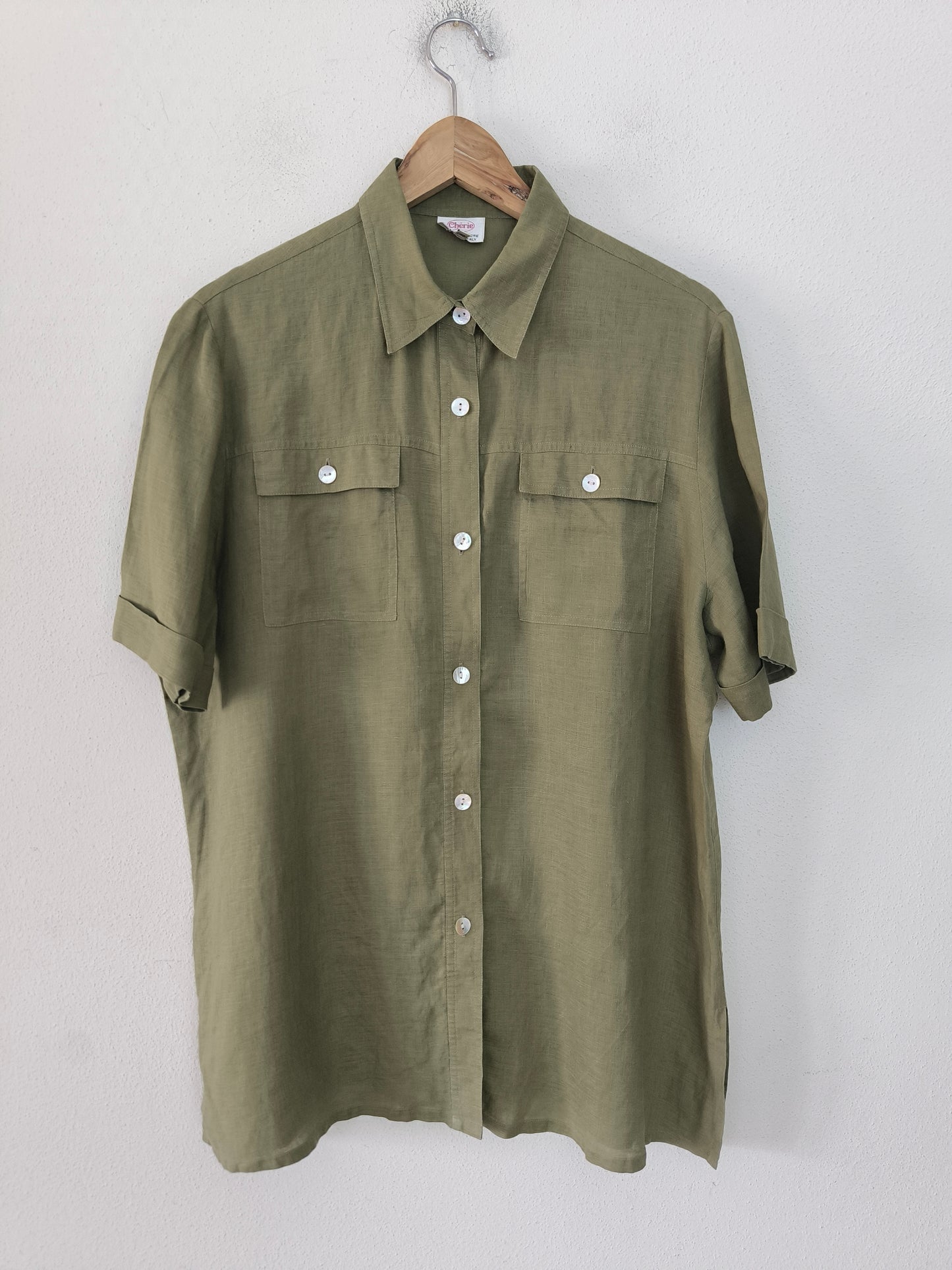Camicia lino kaki Cherie