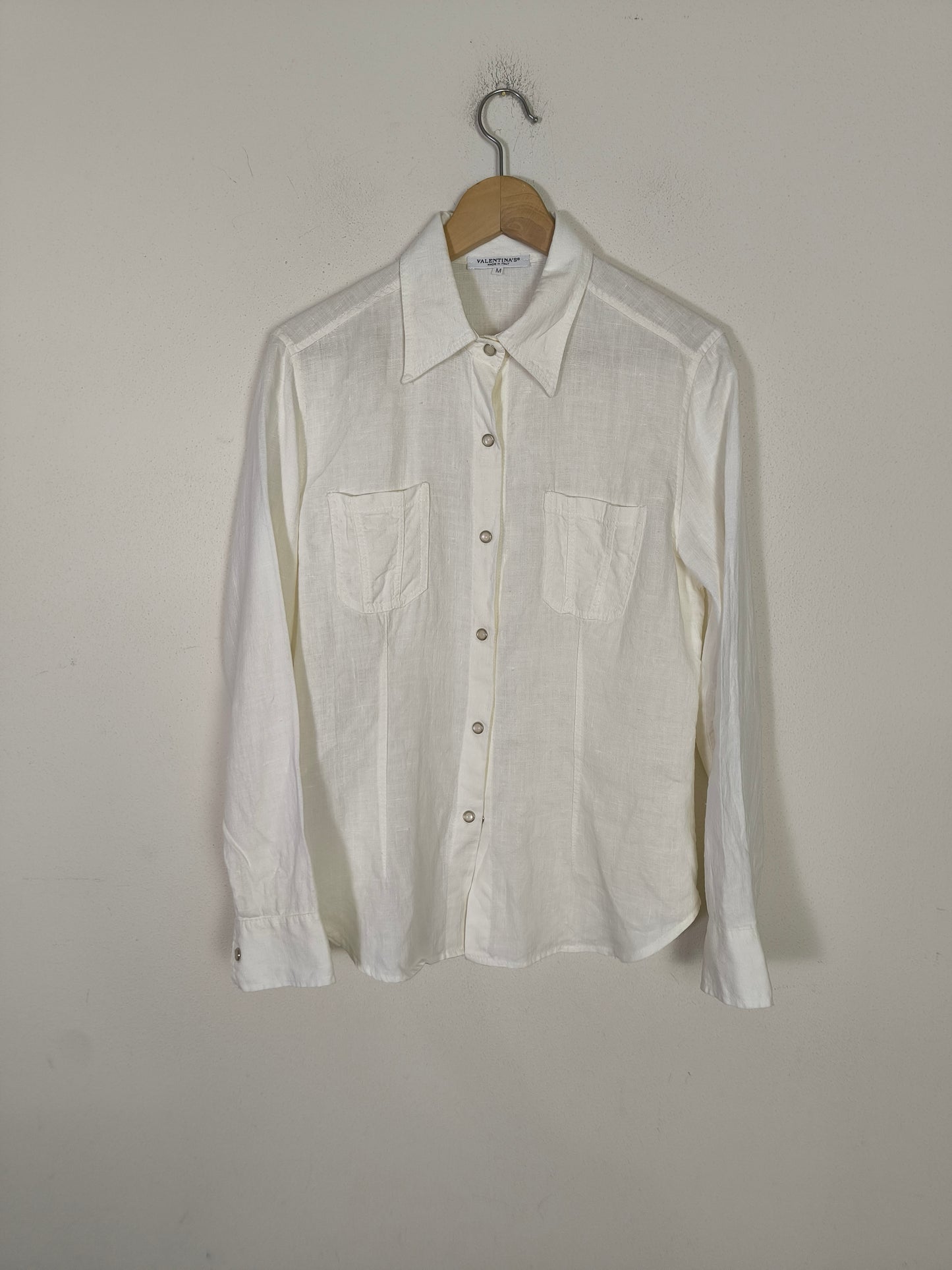 Camicetta vintage in lino bianco tg M