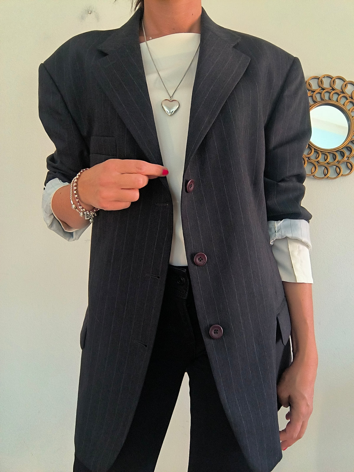 Blazer maschile/unisex Versace gessato antracite