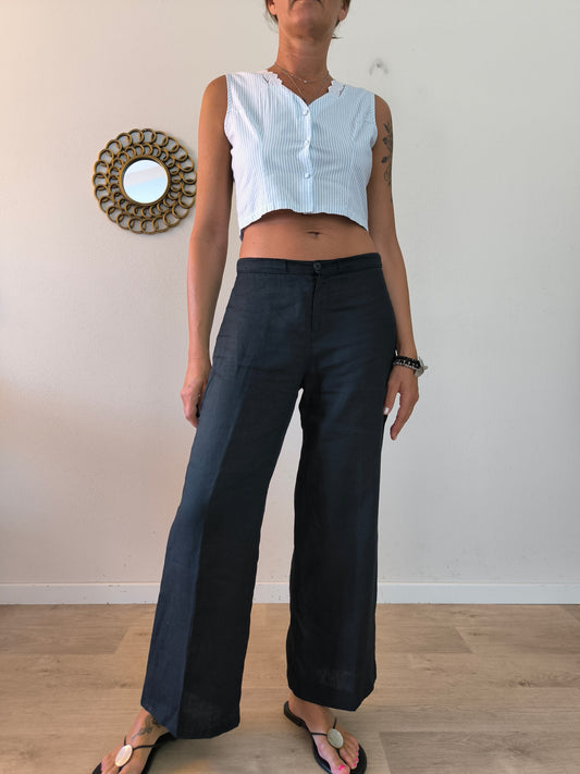 Pantalone Niama in puro lino nero