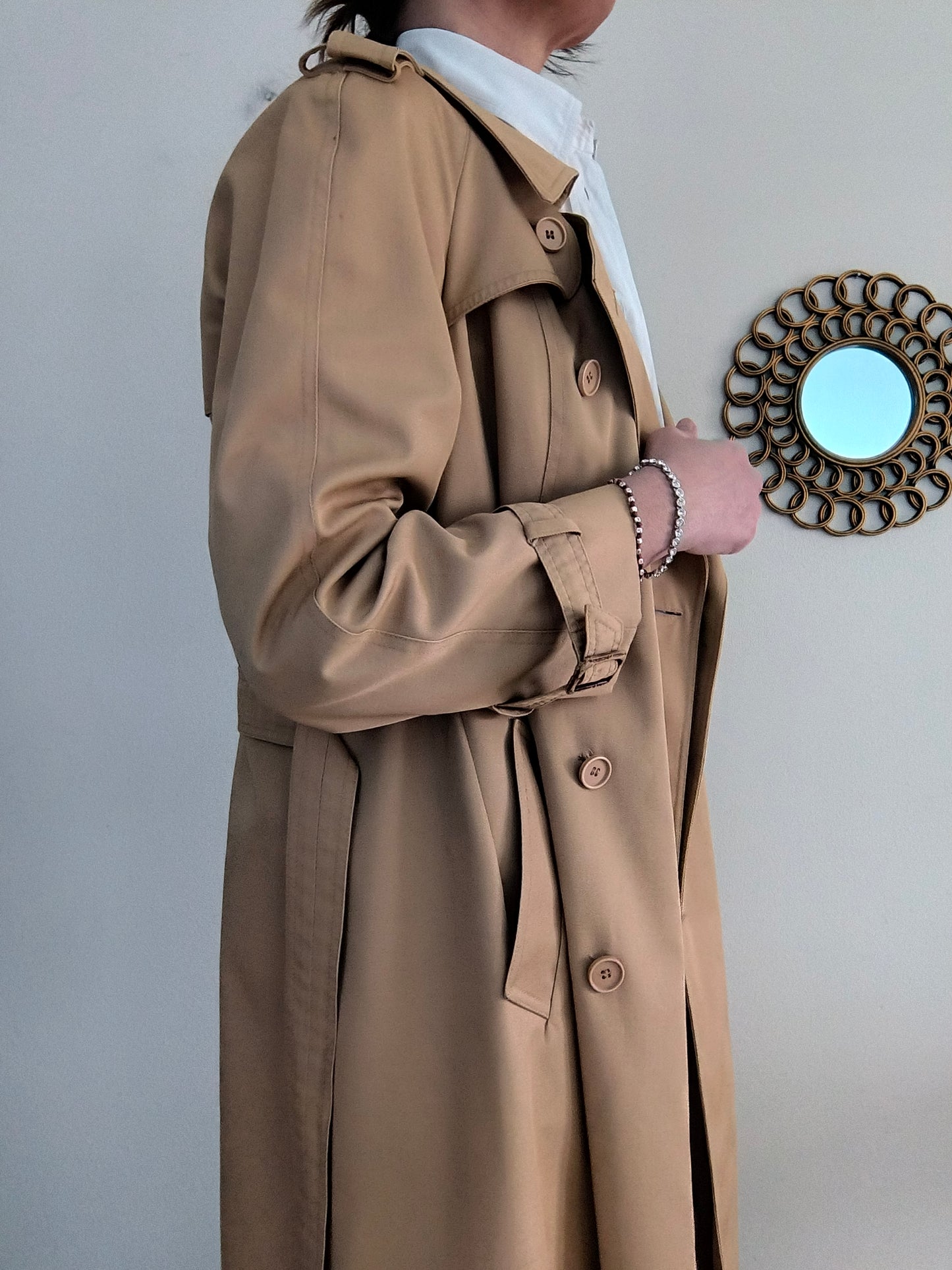 Trench impermeabile vintage sabbia tg M