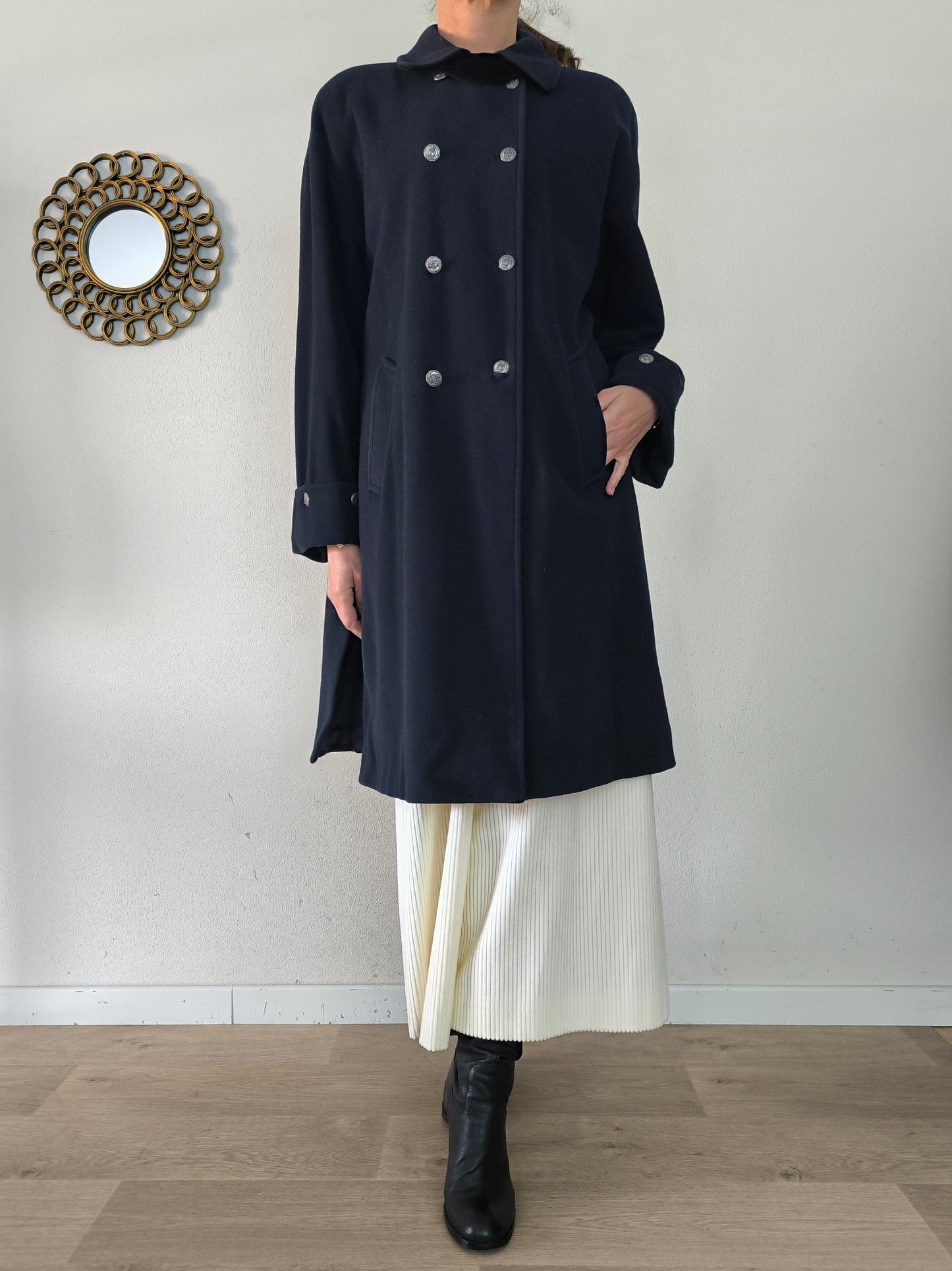 Cappotto Alessandra Alpi blu in lana e cashmere