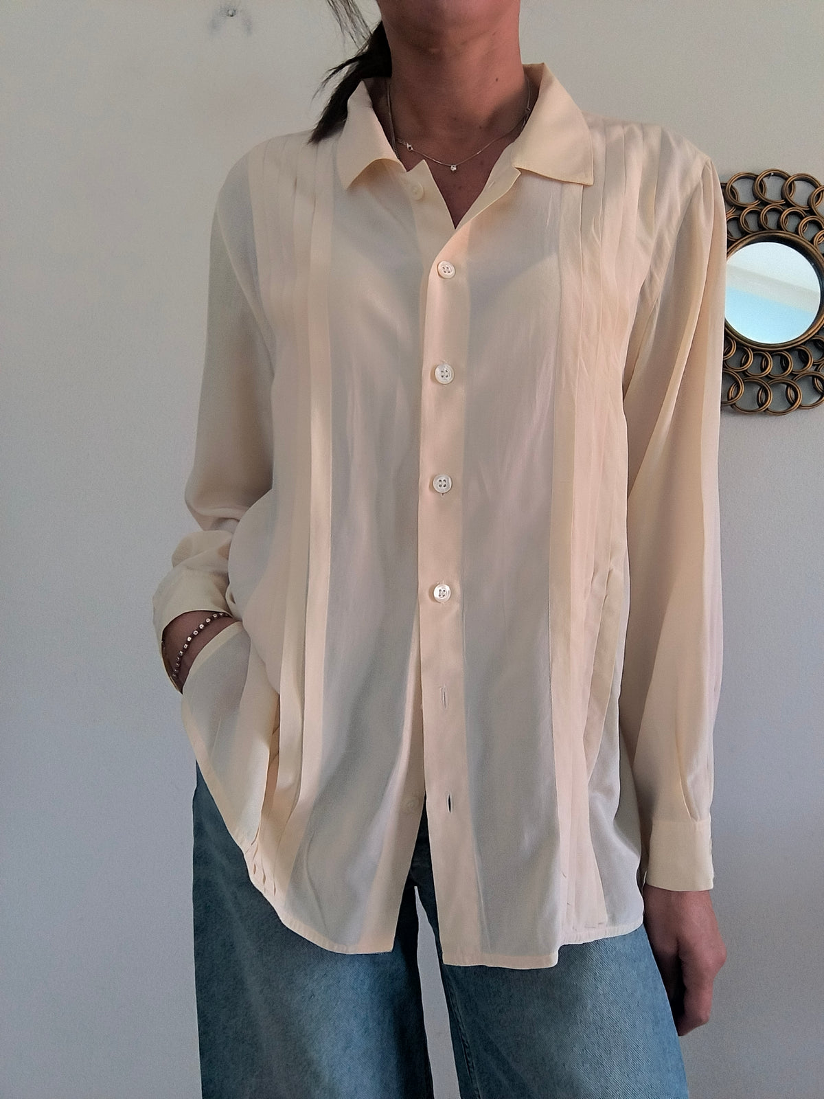 Camicia pura seta panna