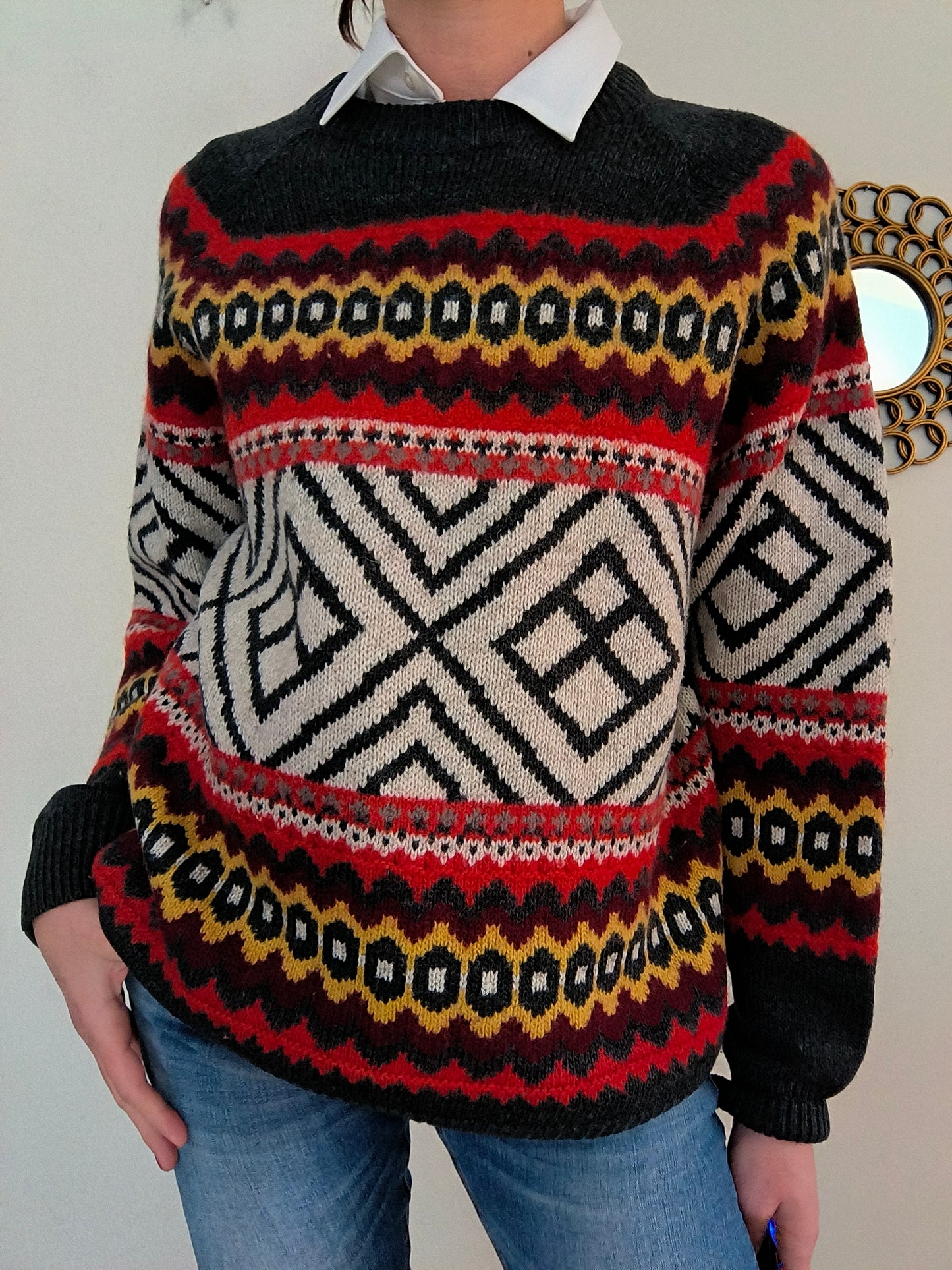 Maglione in lana Motor Oil unisex colorato
