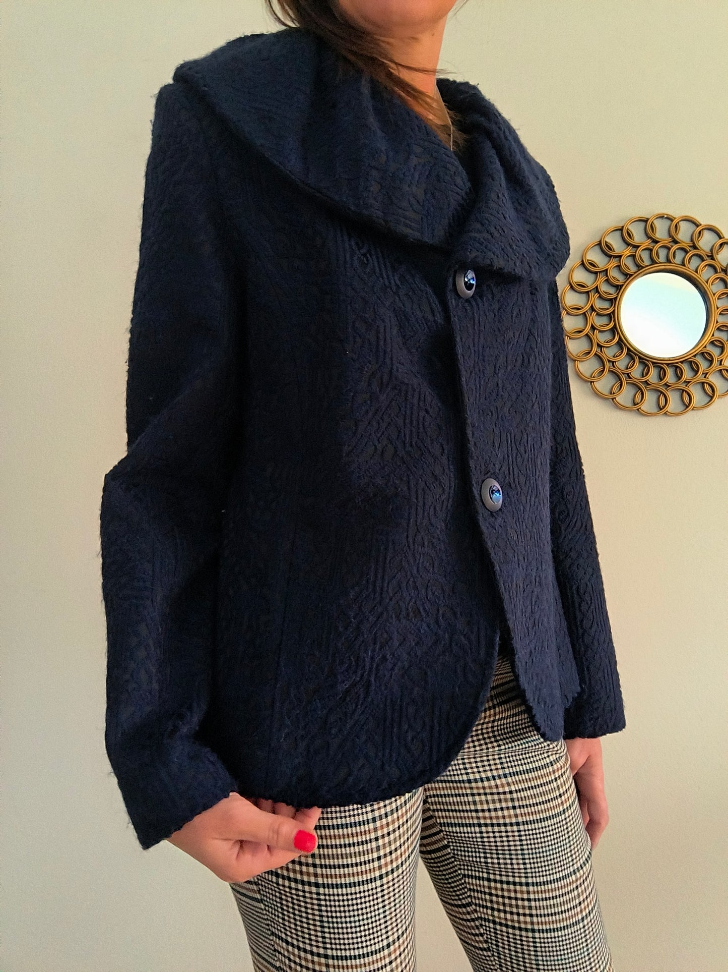 Caban nero damascato in blu tg M/L