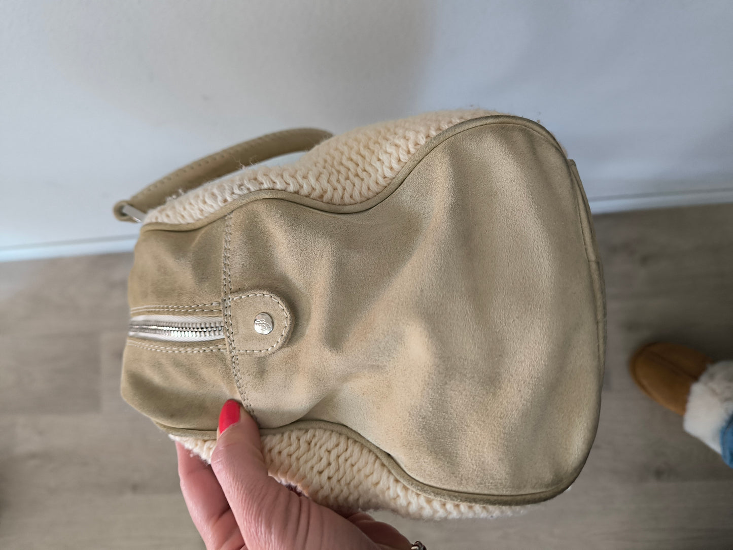 Borsetta Blumarine in lana e pelle scamosciata