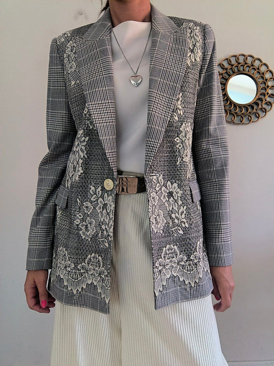 Blazer Twin Set principe di Galles e pizzo