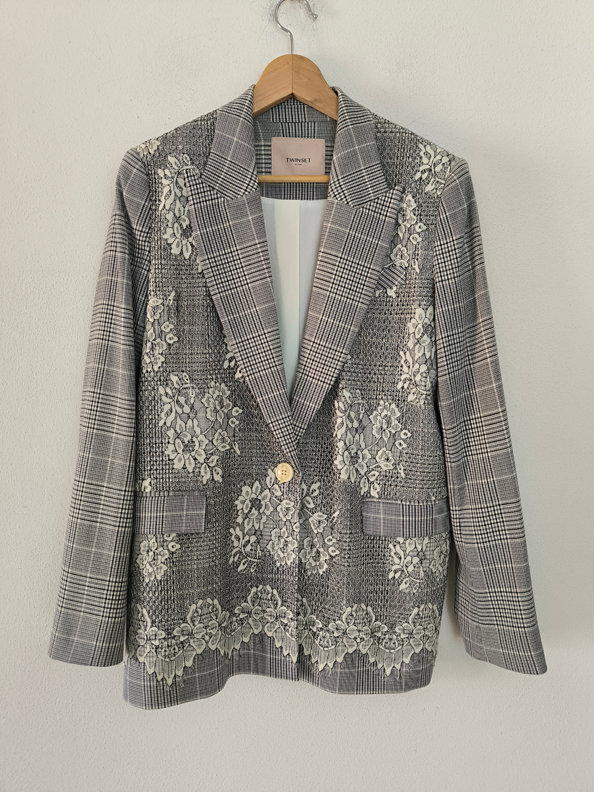 Blazer Twin Set principe di Galles e pizzo
